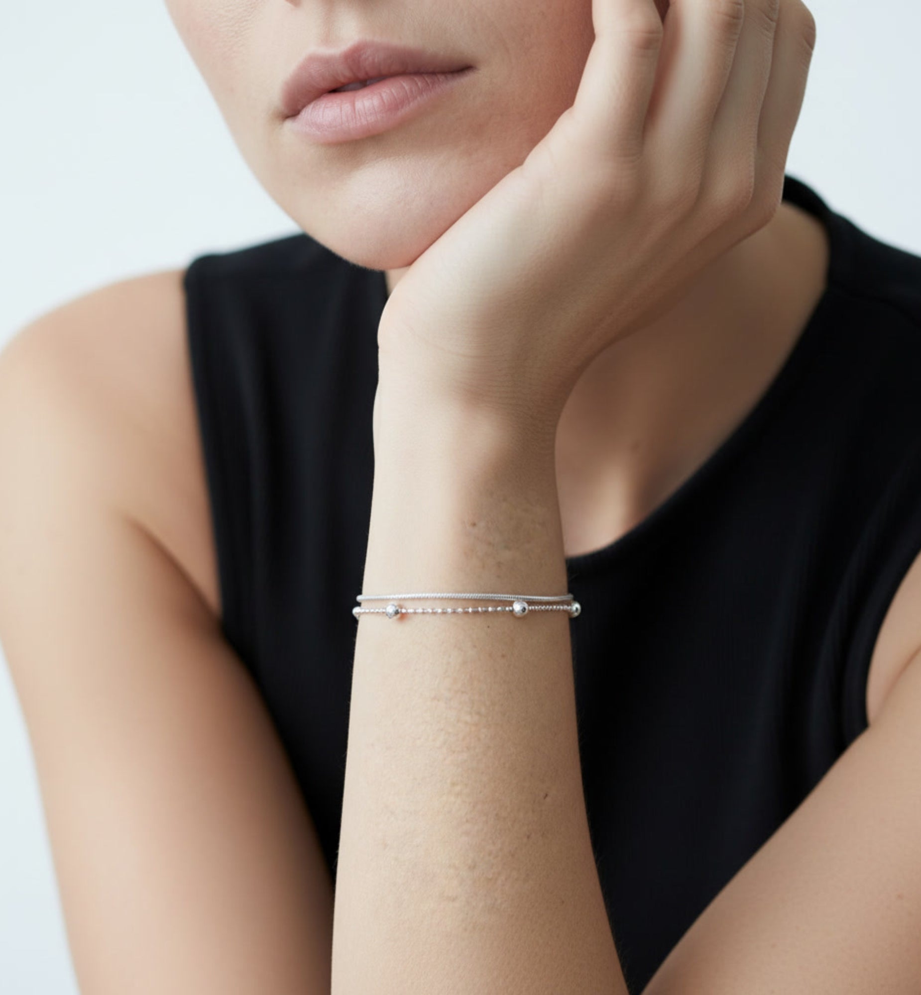Enso 925 Silver Layered Chain Bracelet