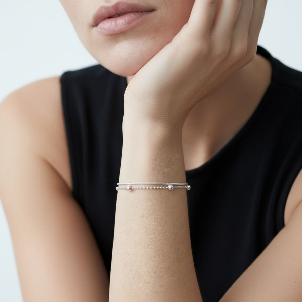 Enso 925 Silver Layered Chain Bracelet