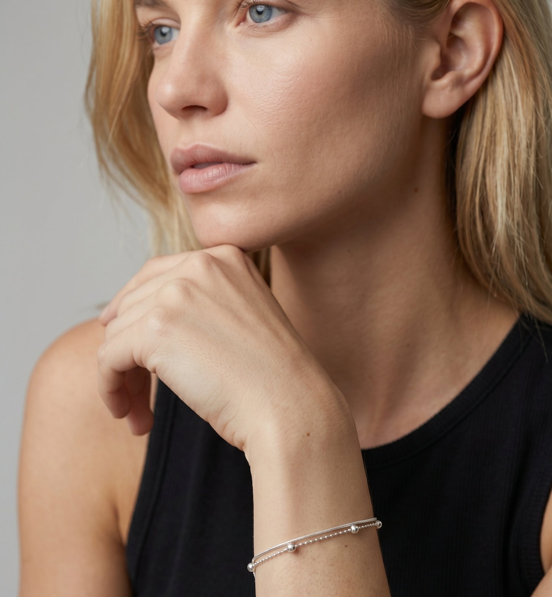 Enso 925 Silver Layered Chain Bracelet
