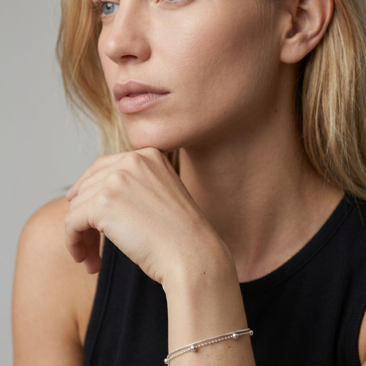 Enso 925 Silver Layered Chain Bracelet
