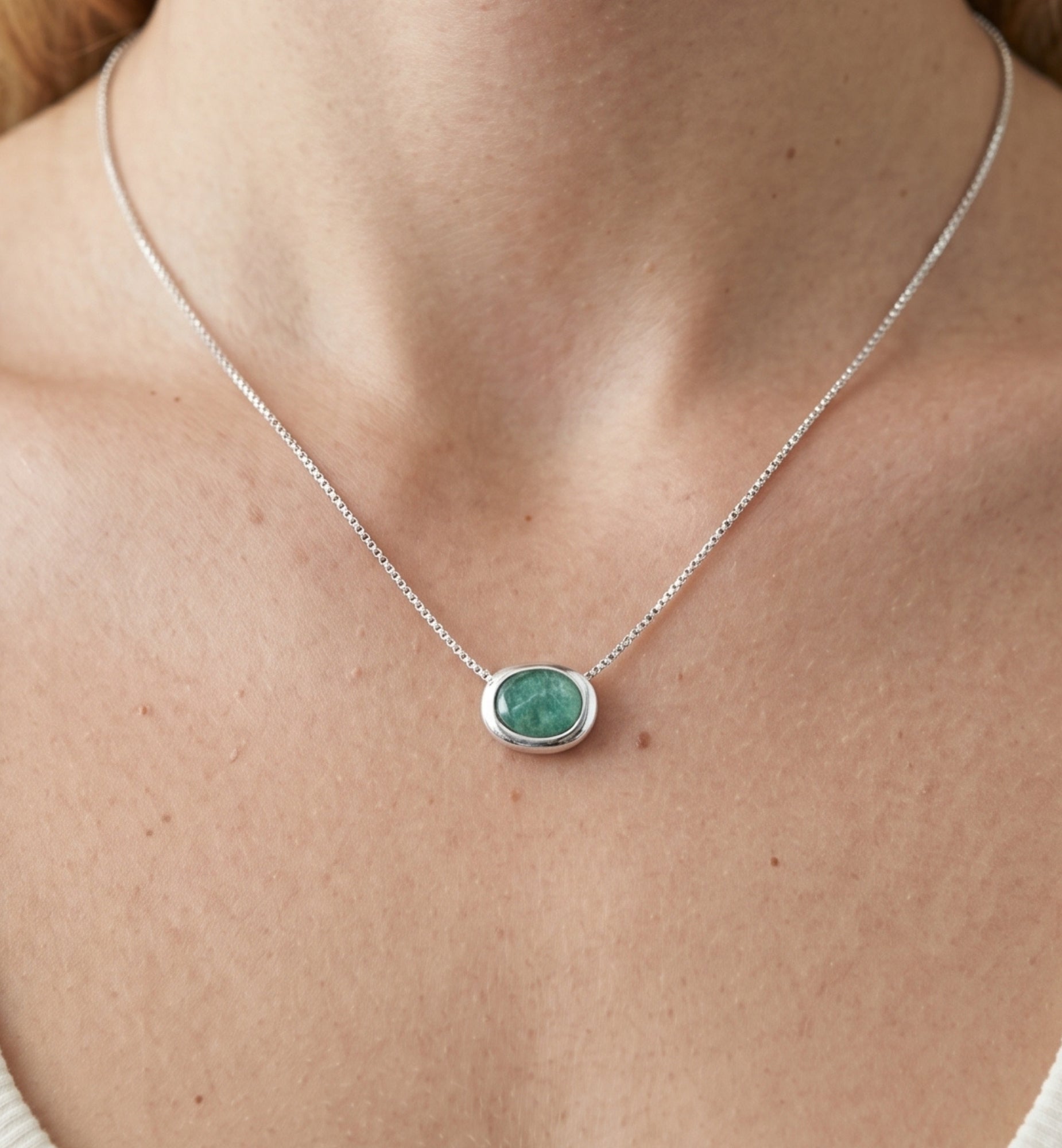 Enso Amazonite and 925 Sterling Silver Necklace