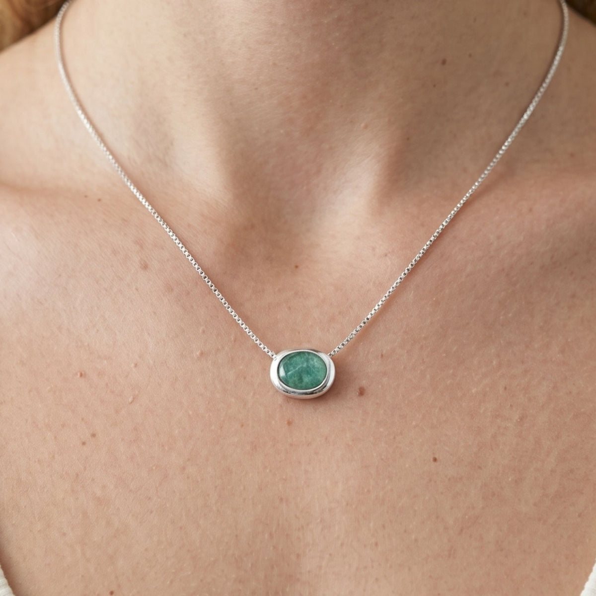 Enso Amazonite and 925 Sterling Silver Necklace