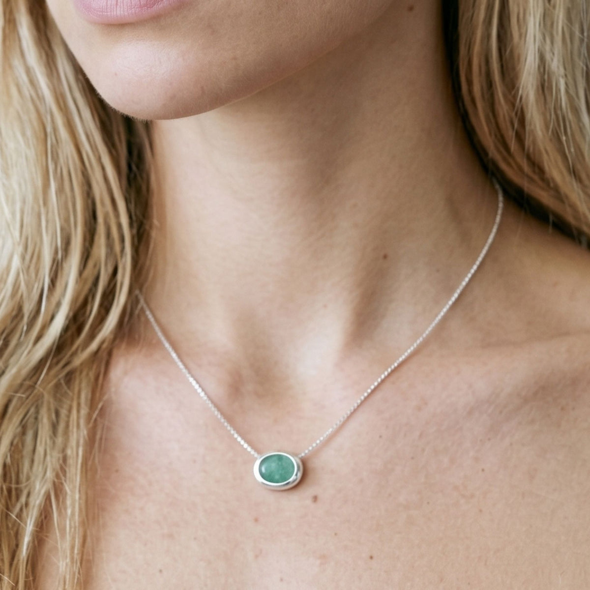 Enso Amazonite and 925 Sterling Silver Necklace