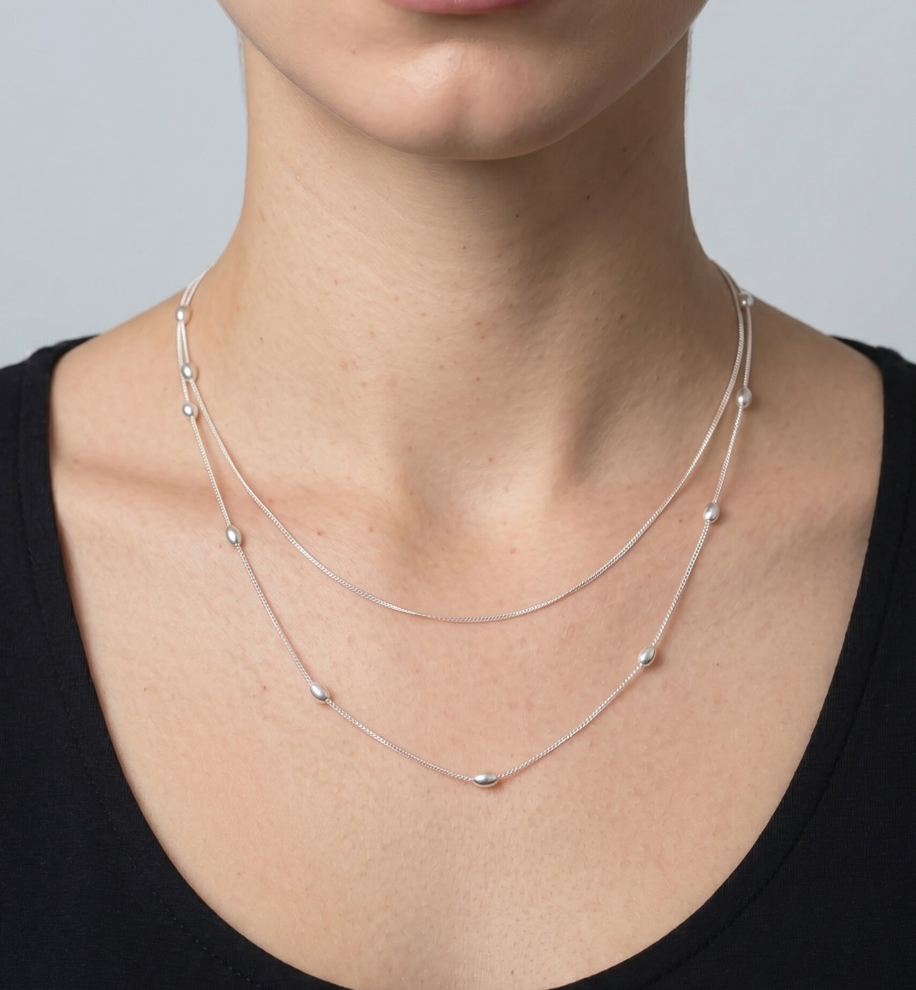 Enso 925 Silver Layered Chain Necklace