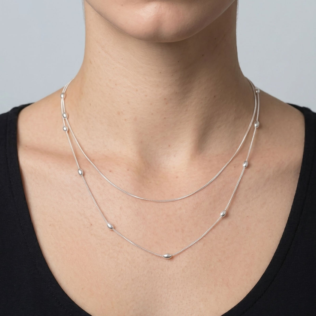 Enso 925 Silver Layered Chain Necklace