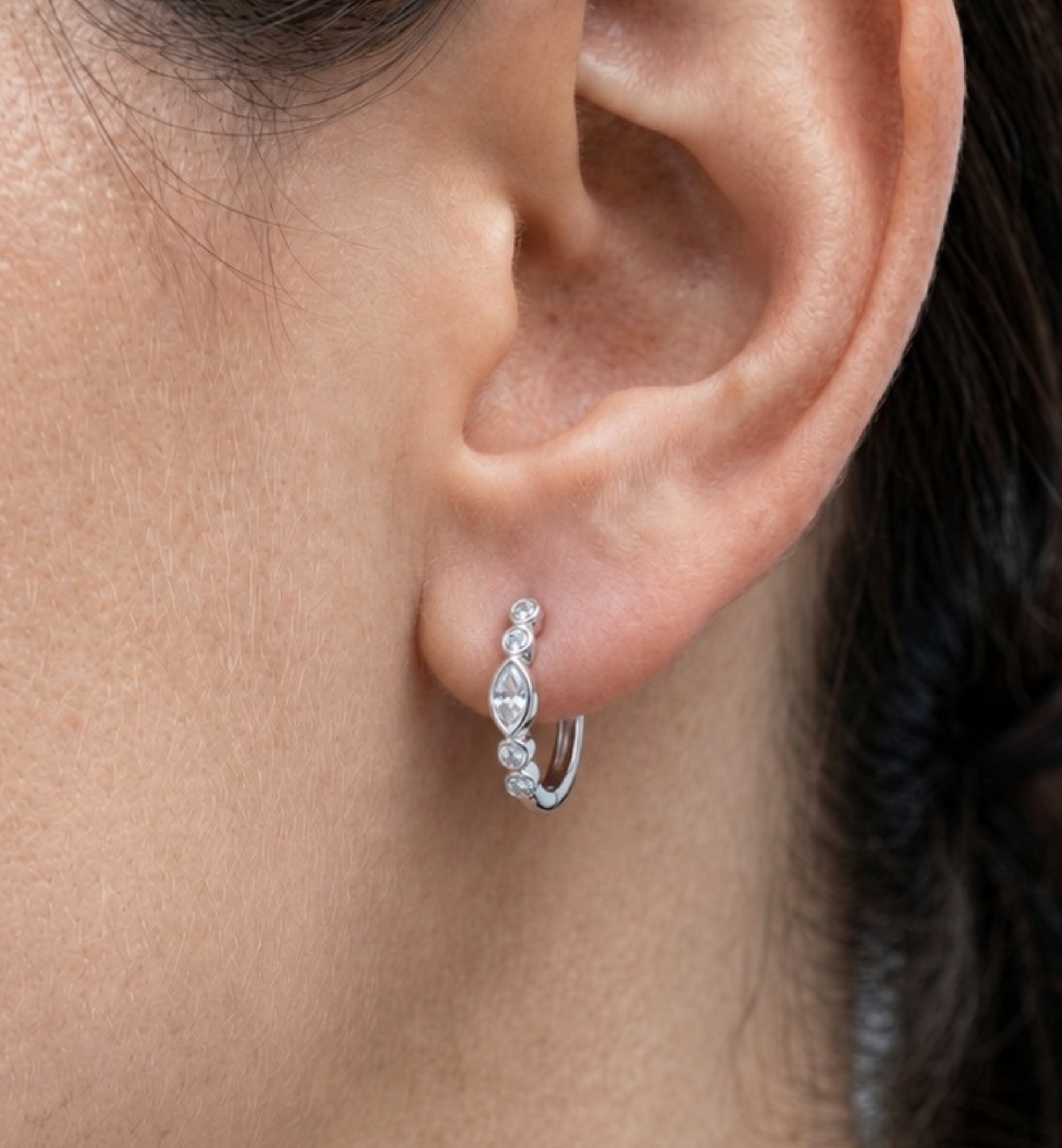 Enso Stone Huggie Hoop Earrings