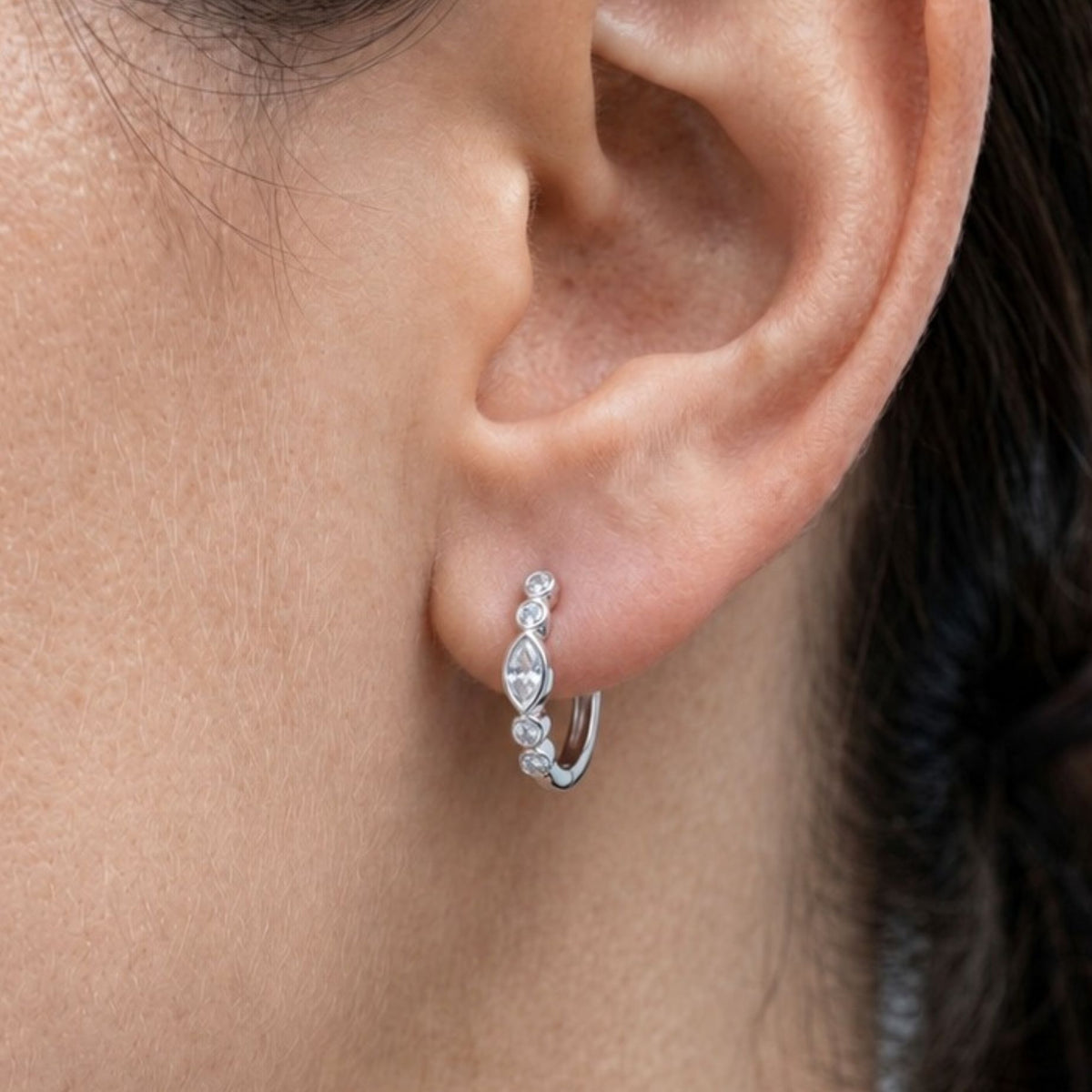 Enso Stone Huggie Hoop Earrings