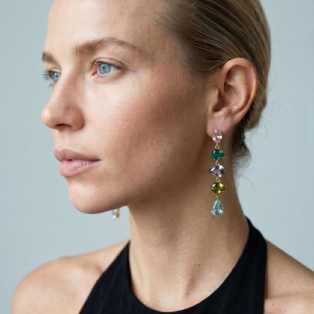 Hanabi Mixed Stone Drop Earrings