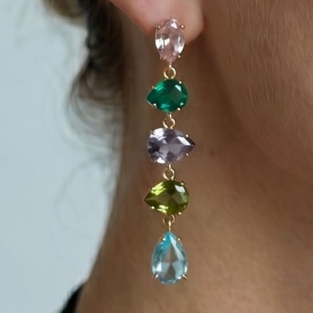 Hanabi Mixed Stone Drop Earrings