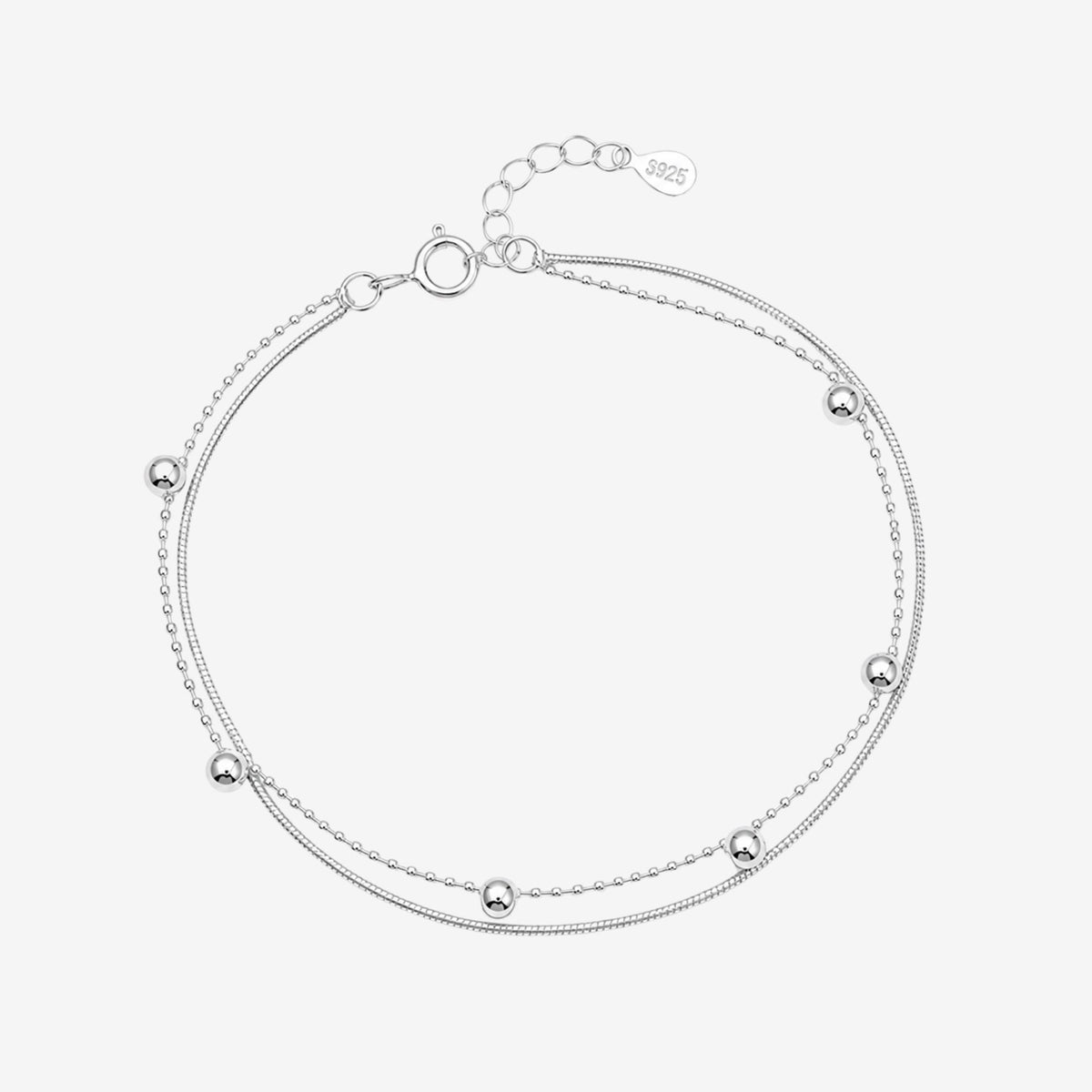 Enso 925 Silver Layered Chain Bracelet