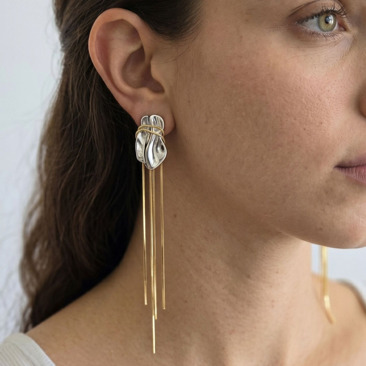 Nami Mixed Metals Chain Tassel Earrings