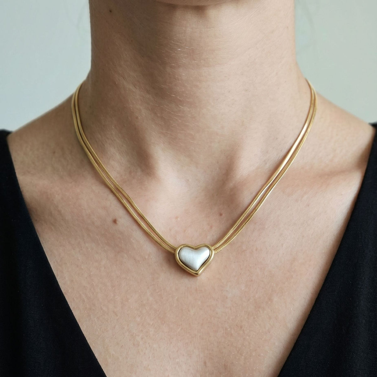 Kokoro Mixed Metal Heart Necklace