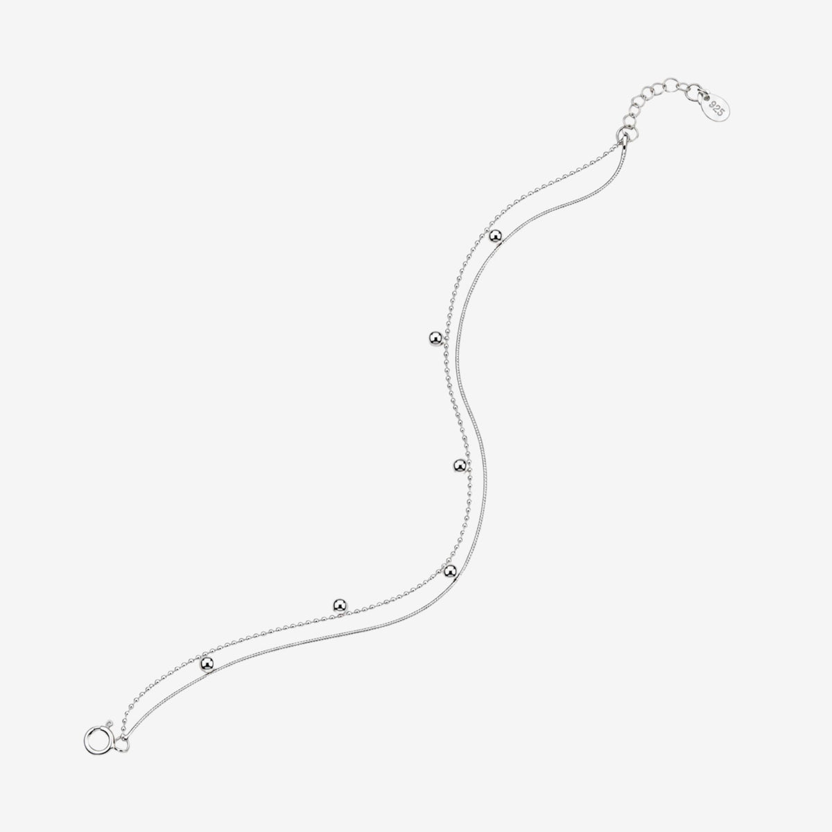 Enso 925 Silver Layered Chain Bracelet