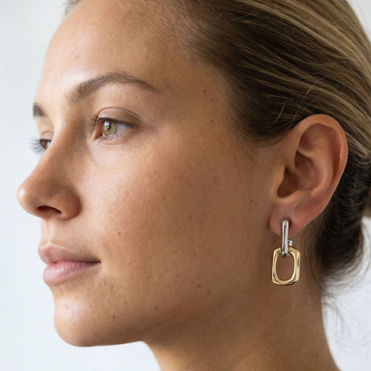 Shikaku Mixed Metals Chain Link Drop Earrings