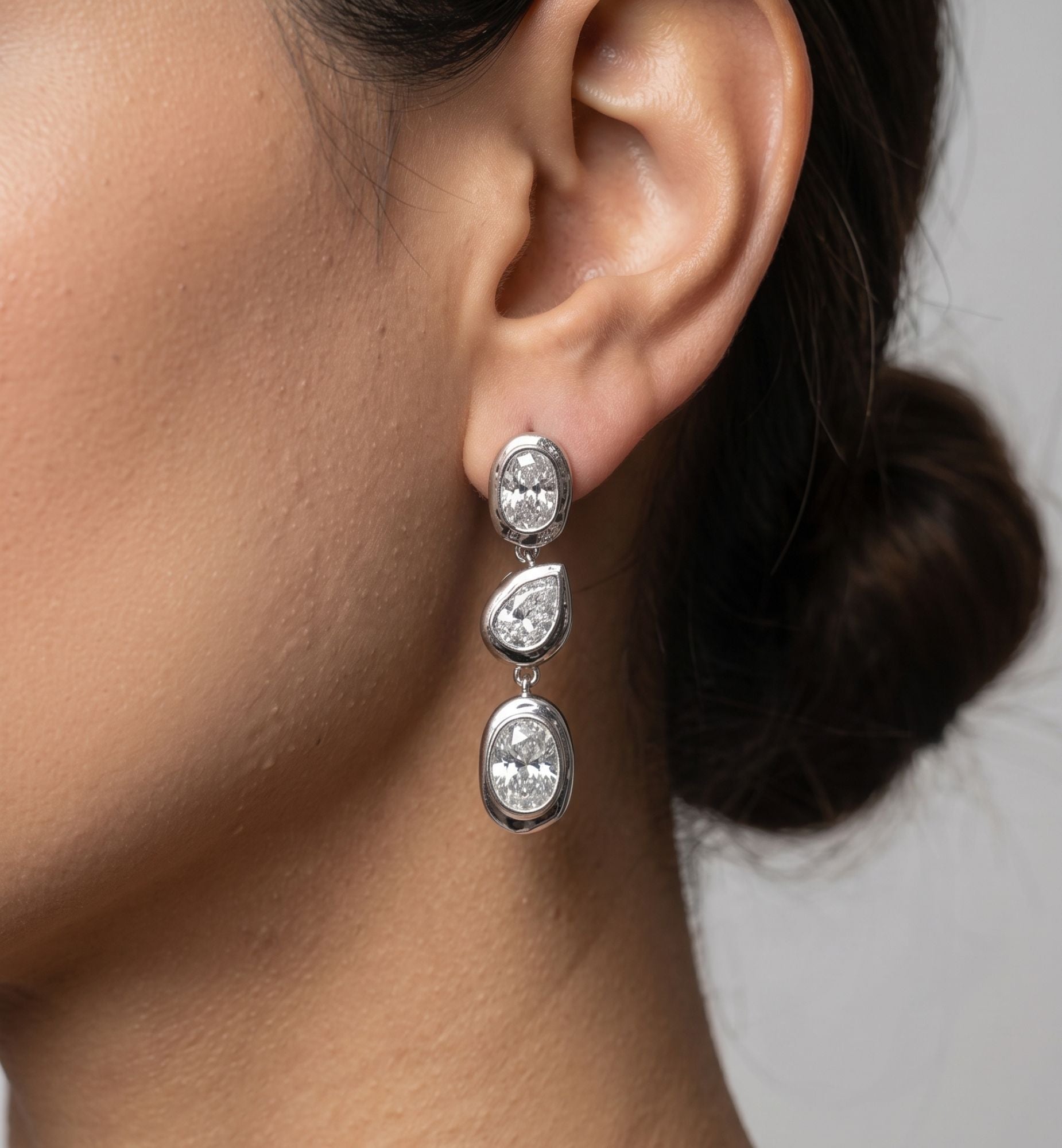 Enso Layered Silver Stone Earrings