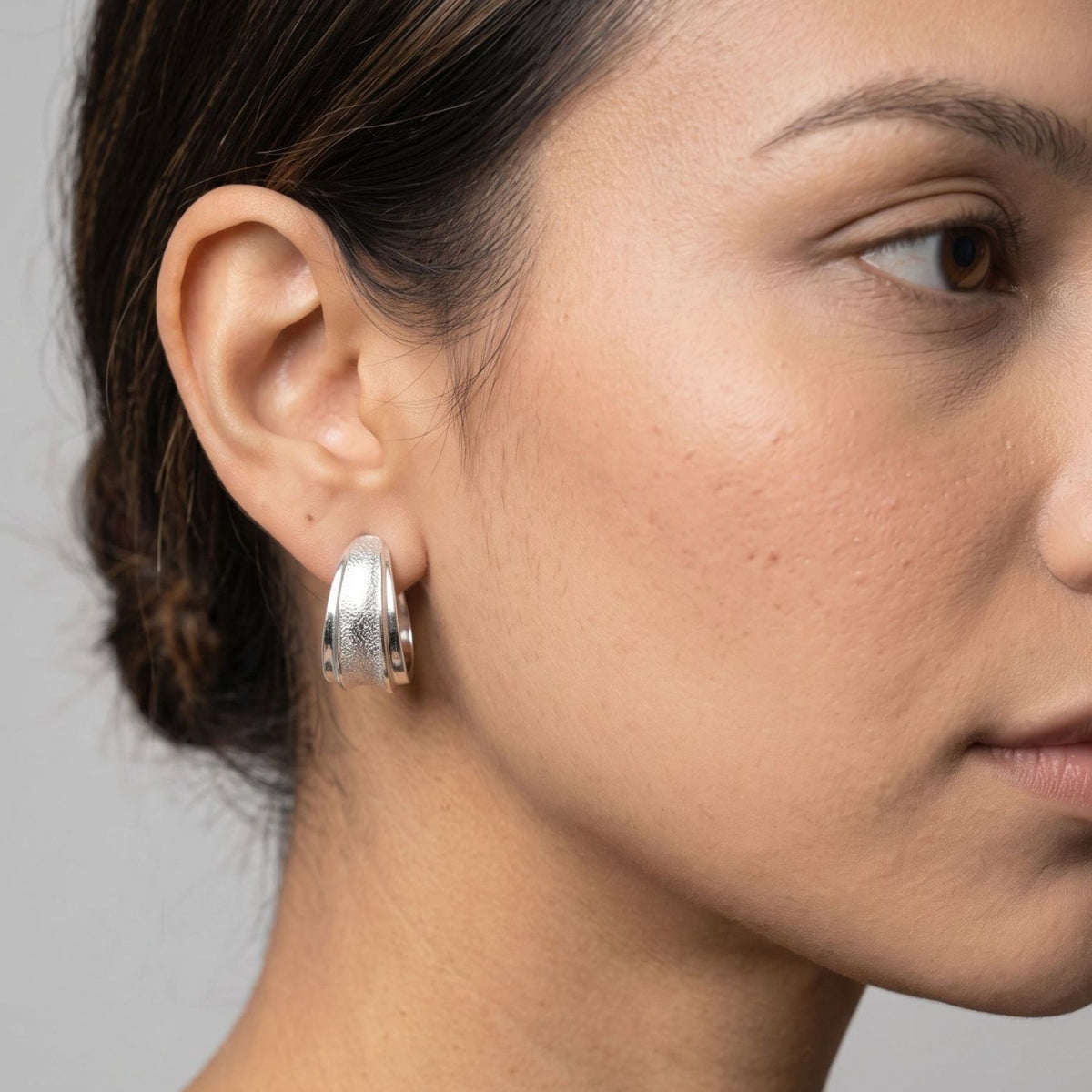 Nami Silver Molten Hoop Earrings