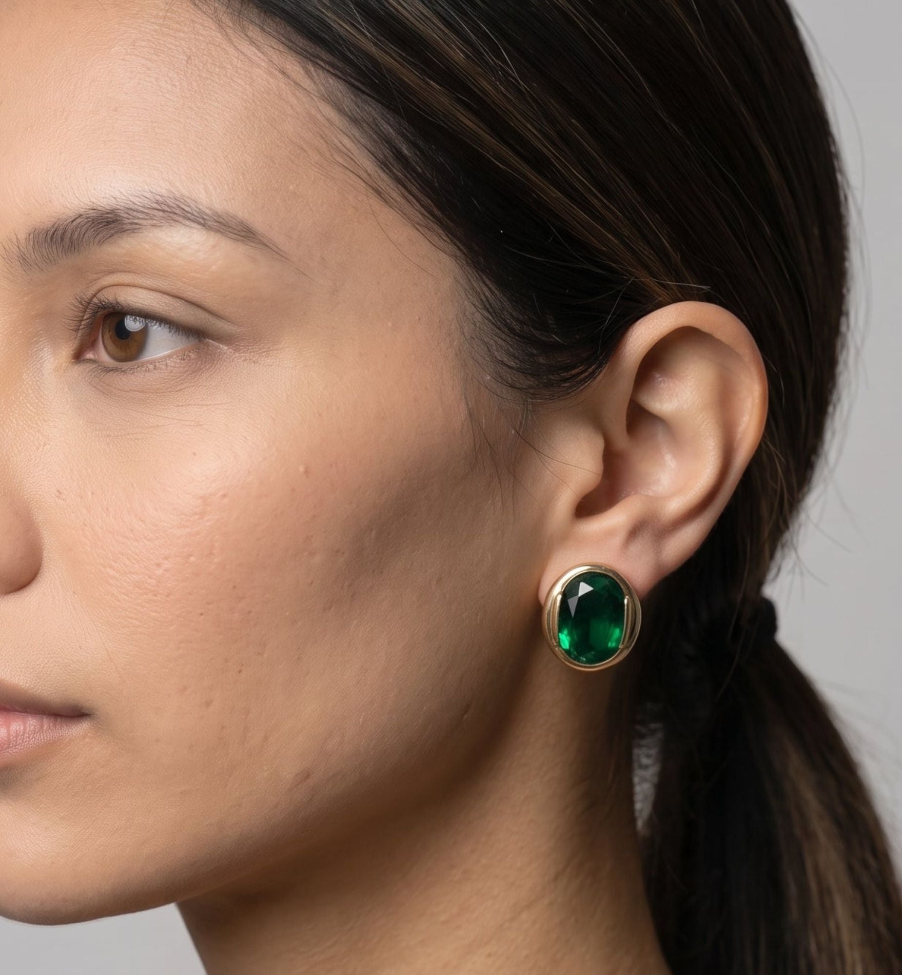 Enso Green Stone Stud Earrings