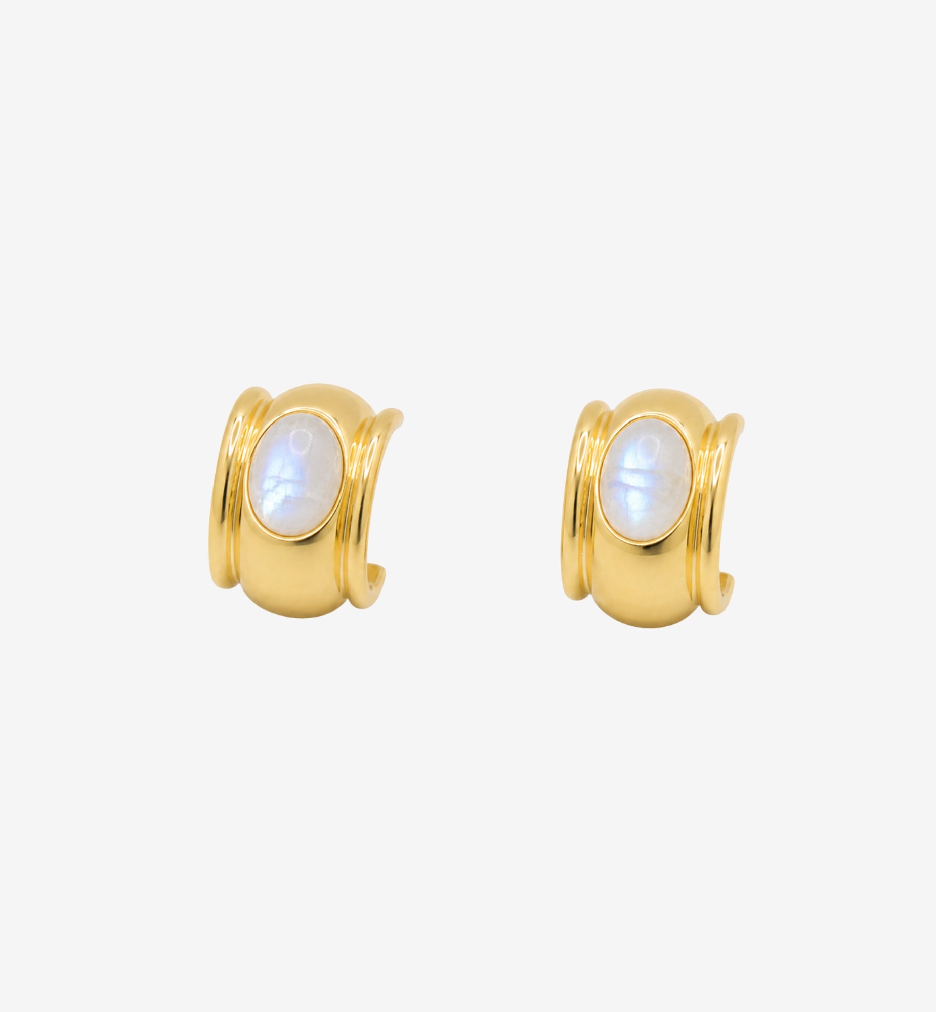 Enso Moonstone Huggie Hoop Earrings