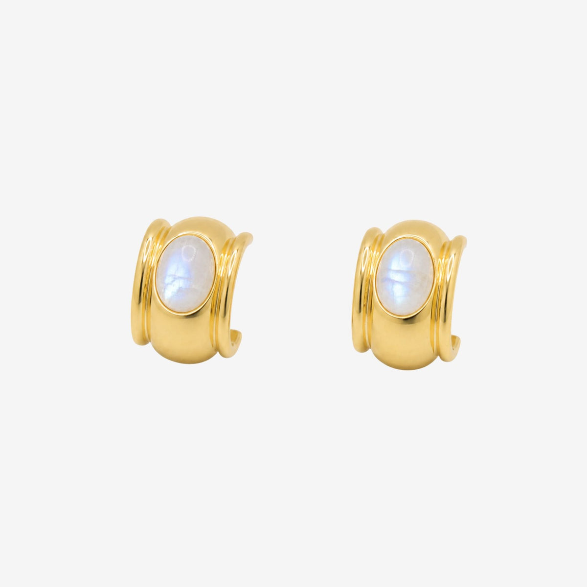 Enso Moonstone Huggie Hoop Earrings