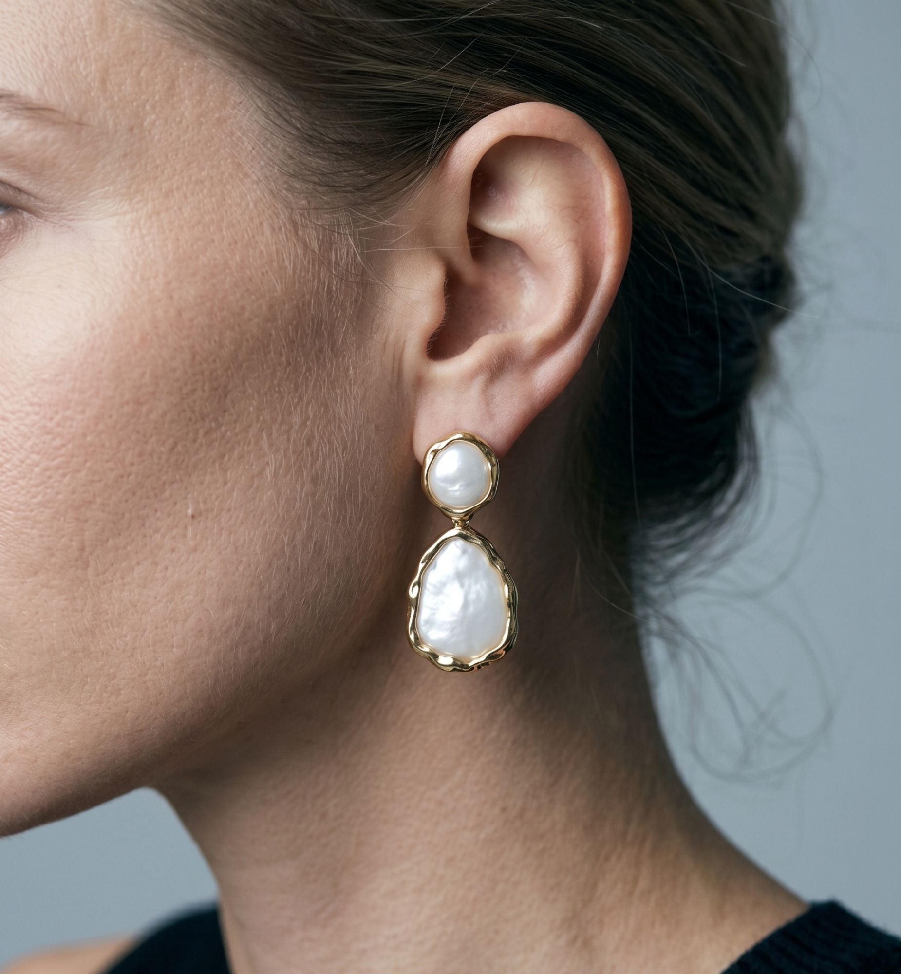 Shinju Mother of Pearl Oversized Drop Earrings
