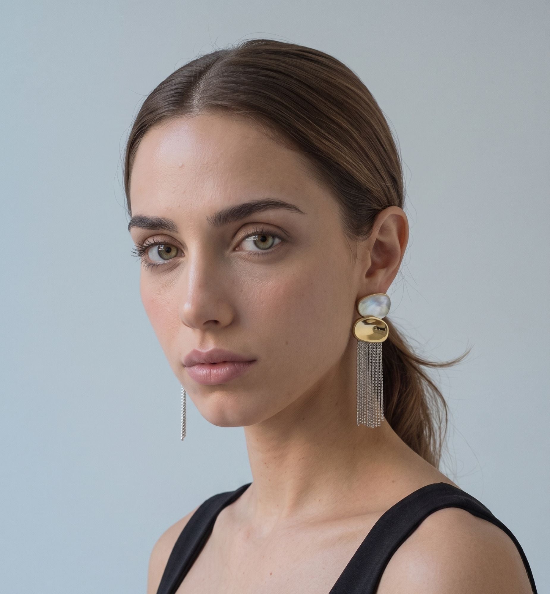 Enso Mixed Metals Chain Tassel Earrings