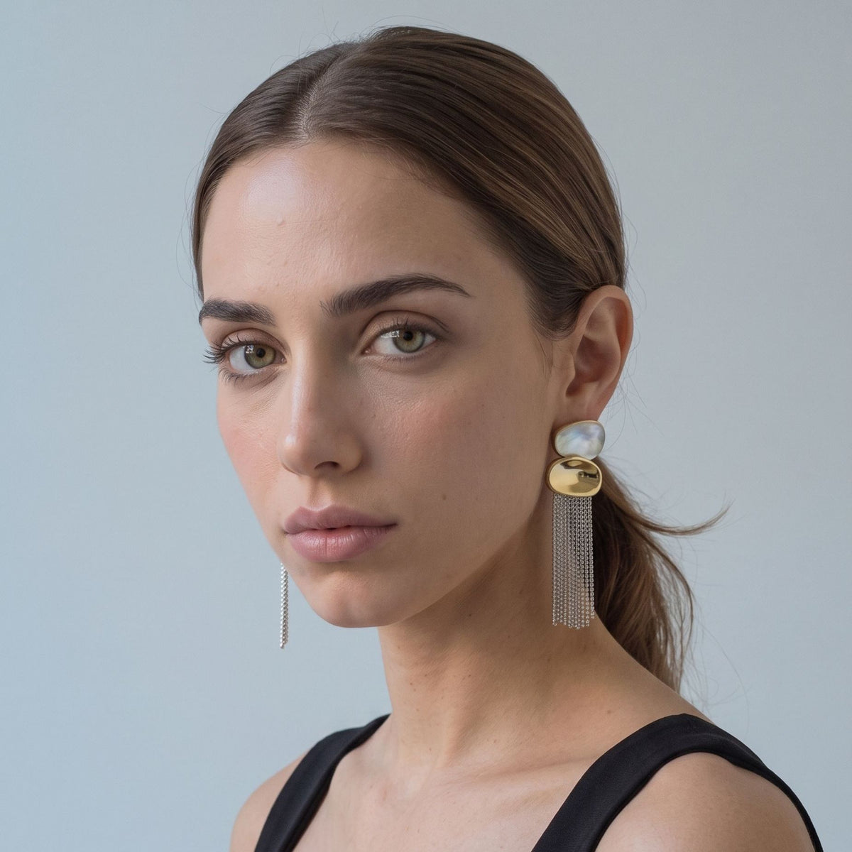 Enso Mixed Metals Chain Tassel Earrings