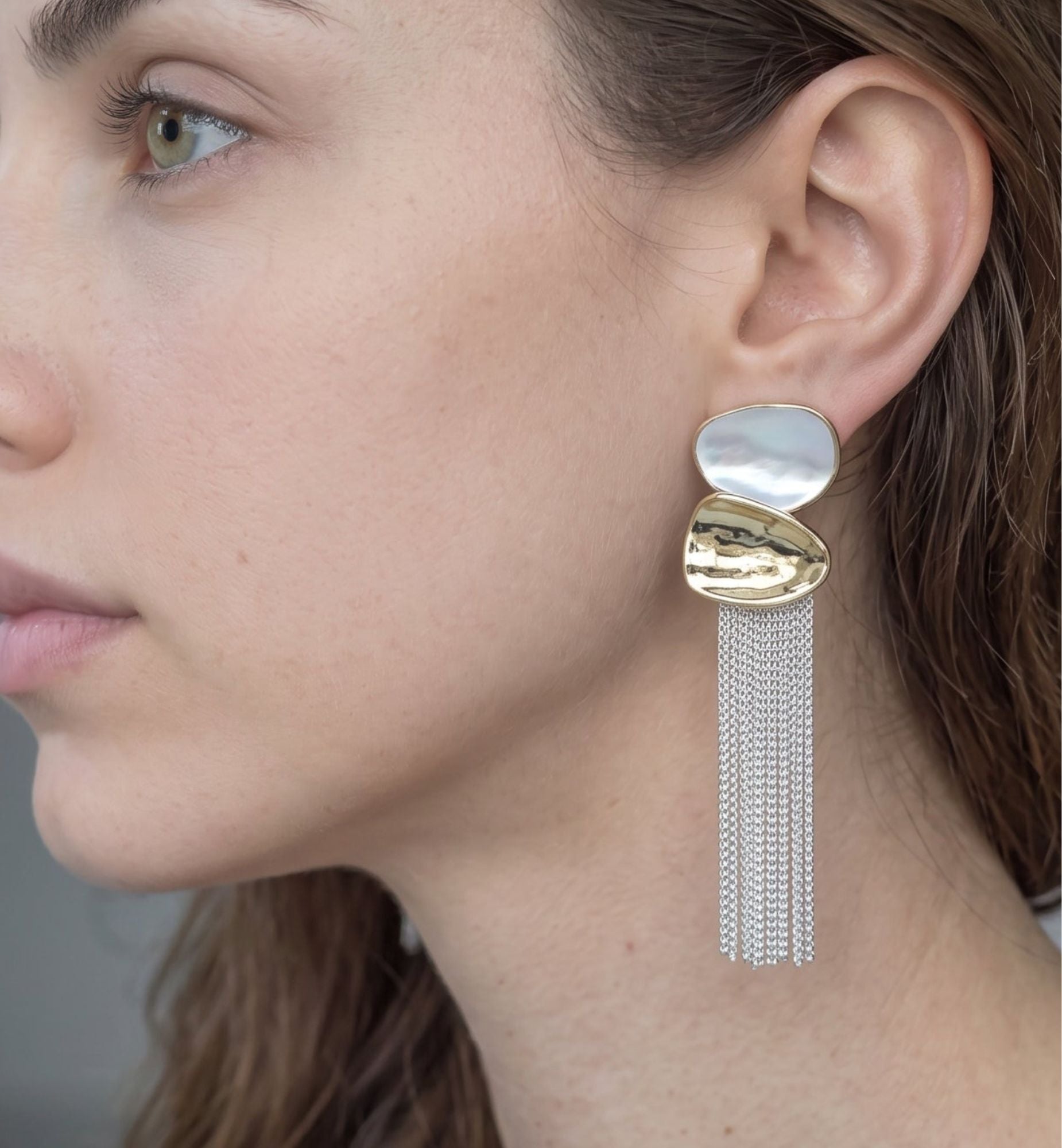 Enso Mixed Metals Chain Tassel Earrings
