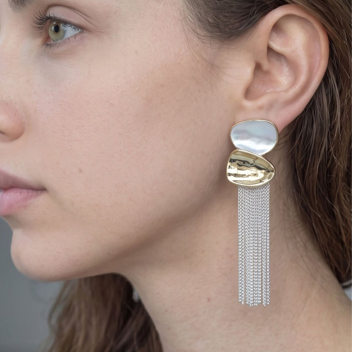 Enso Mixed Metals Chain Tassel Earrings