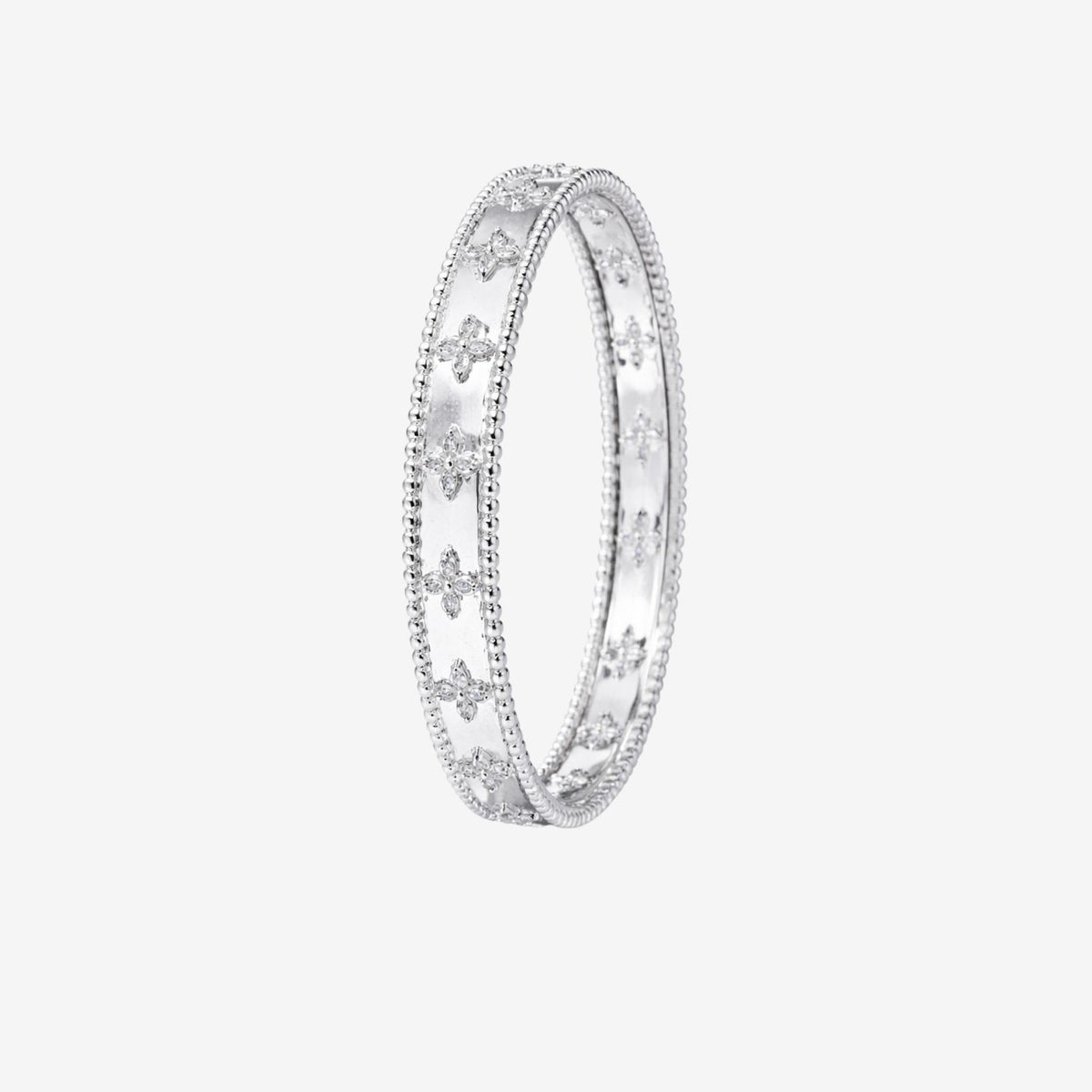 Kinmokusei Silver Bead Floral Bangle