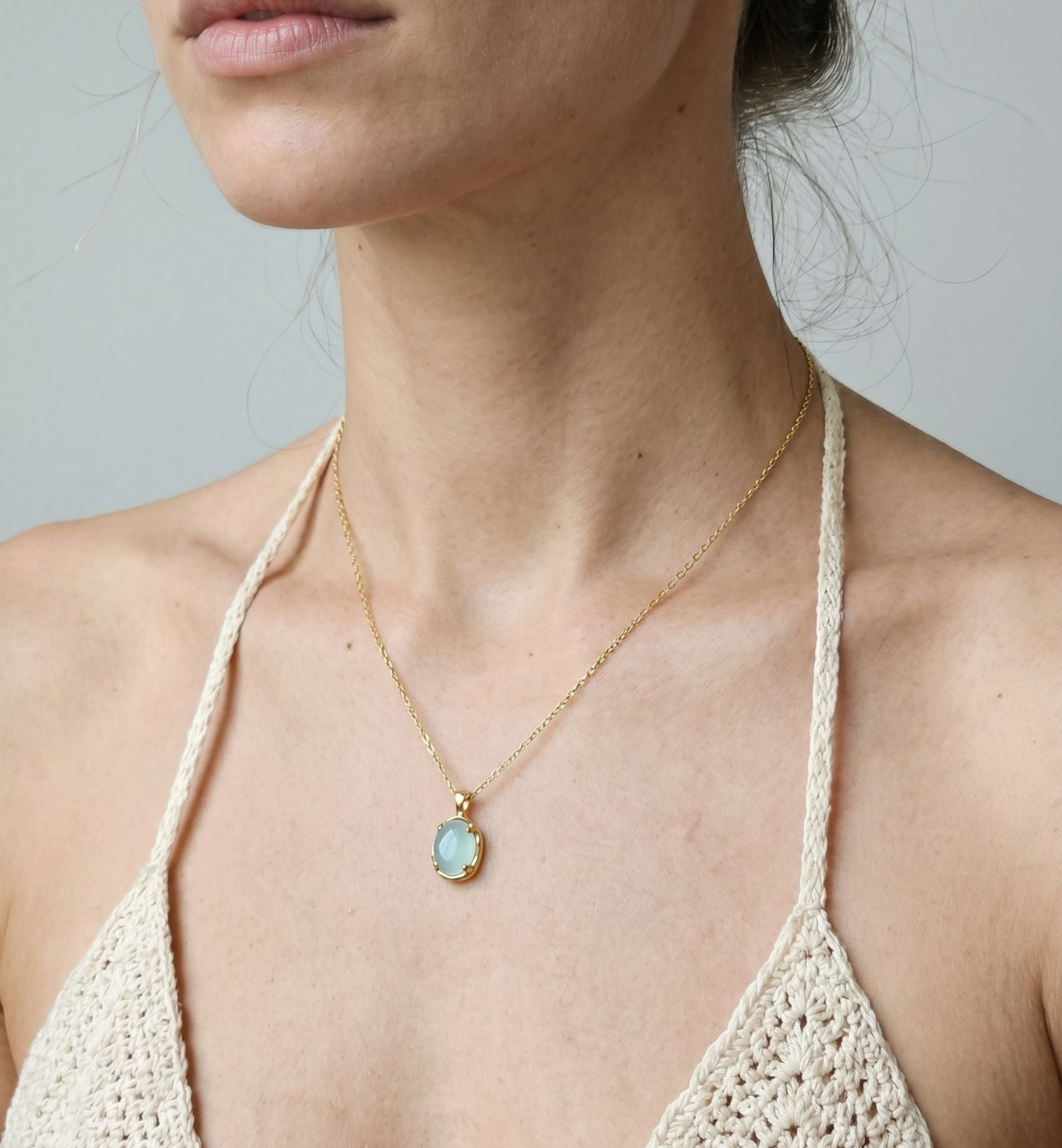Enso Aqua Stone Necklace