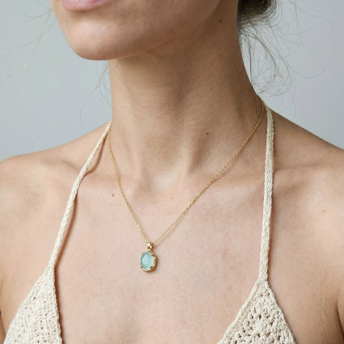 Enso Aqua Stone Necklace