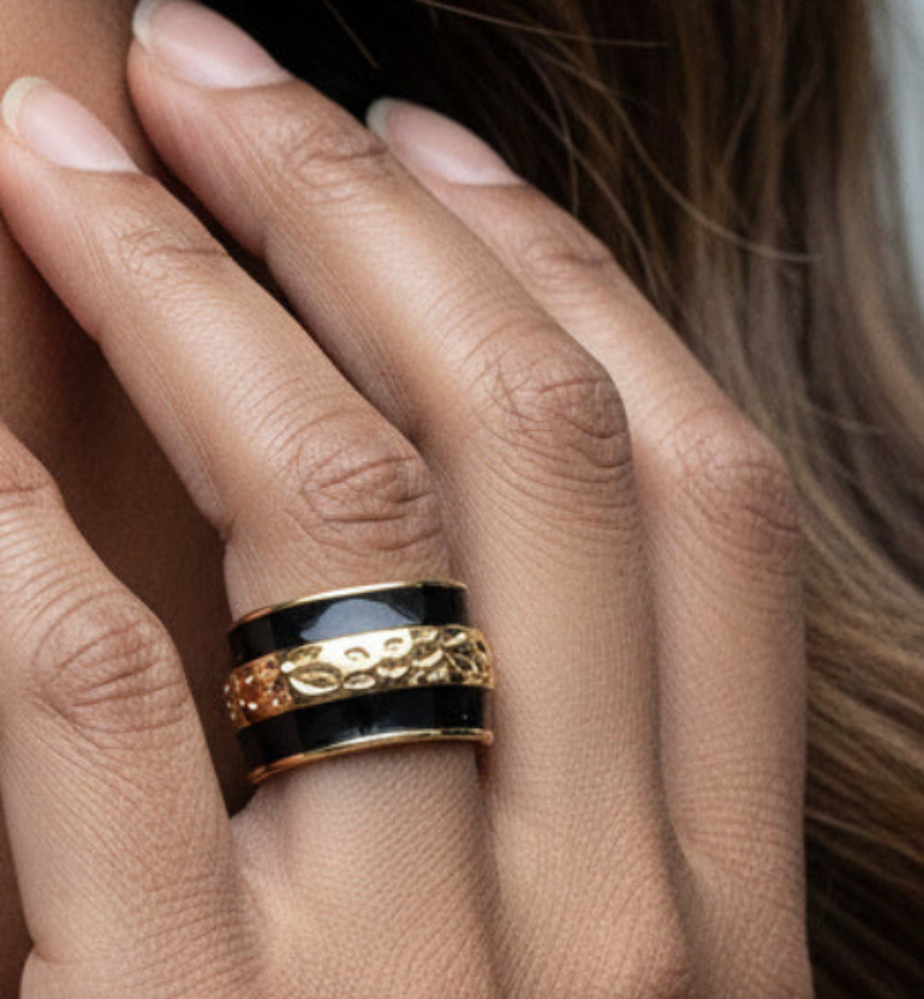 Kin Black and Gold Ring