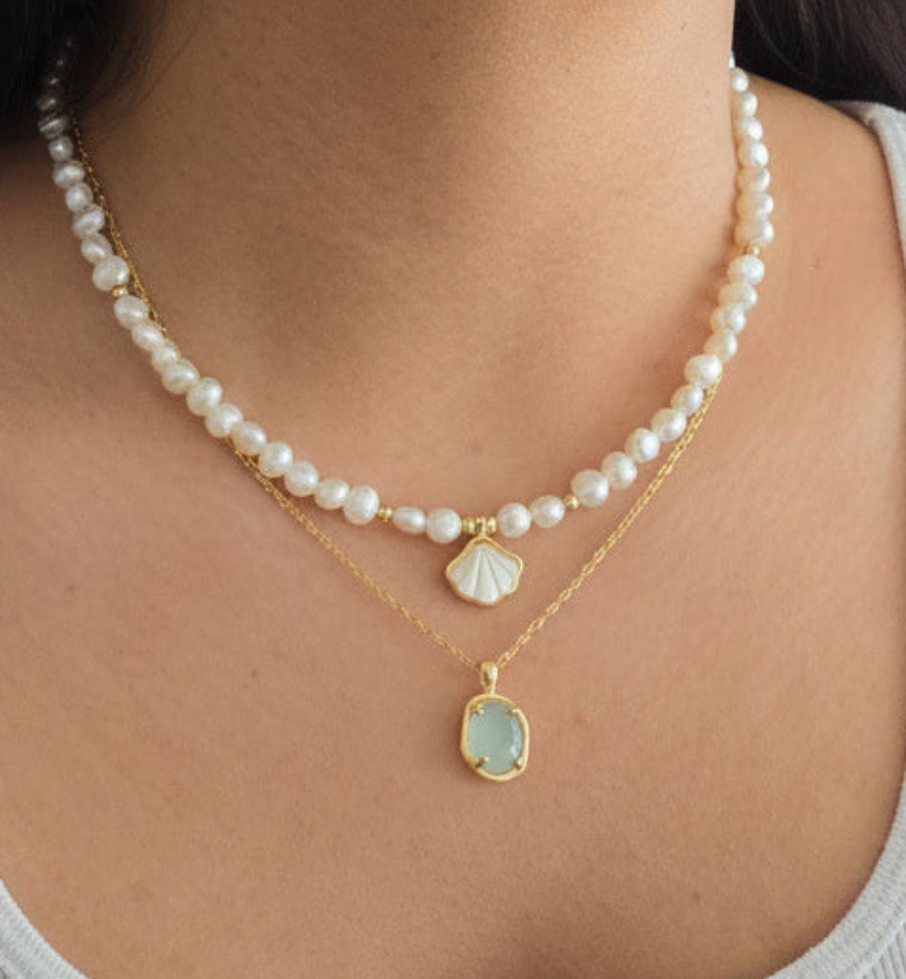 Enso Aqua Stone Necklace