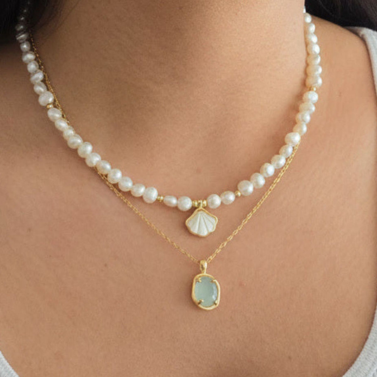Enso Aqua Stone Necklace