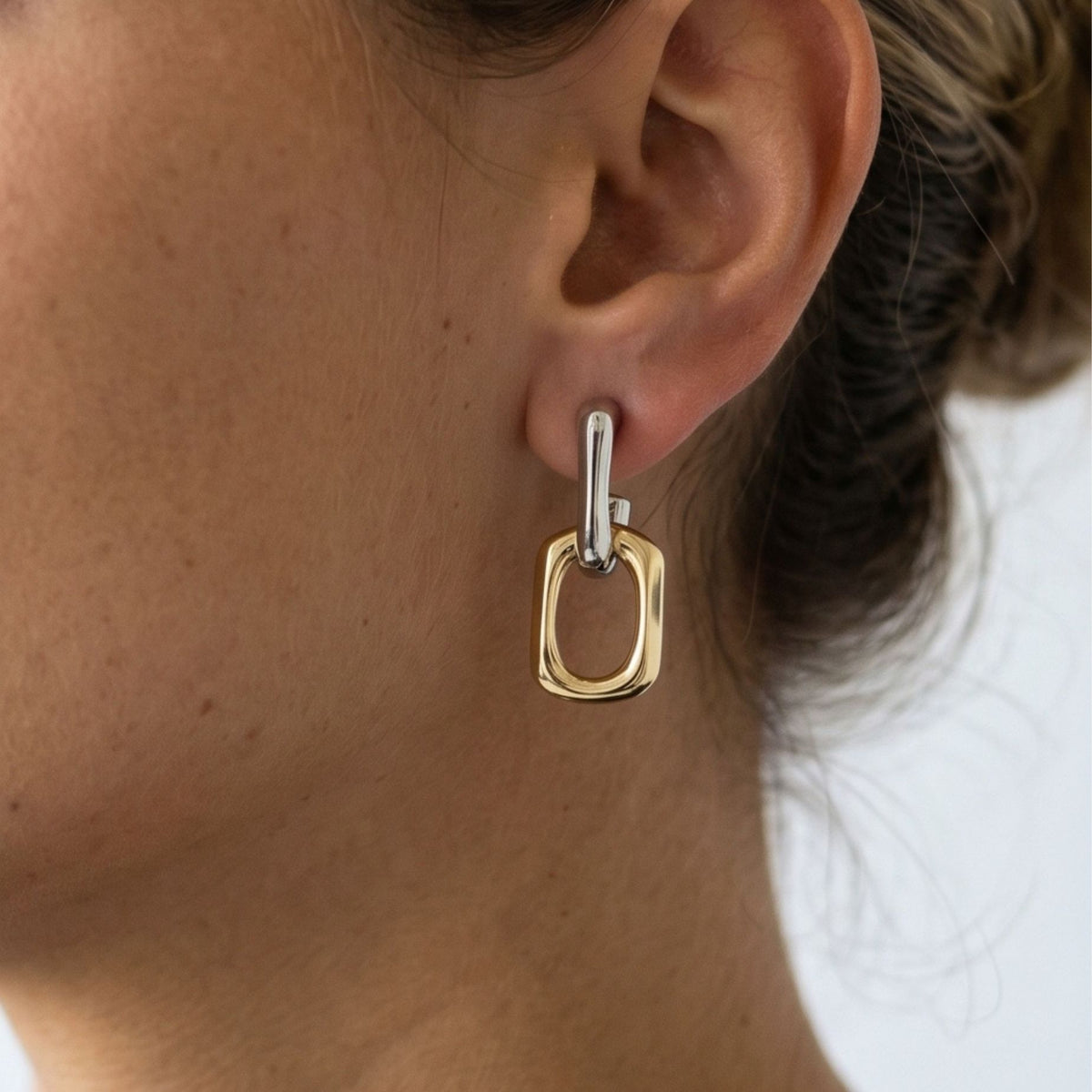 Shikaku Mixed Metals Chain Link Drop Earrings