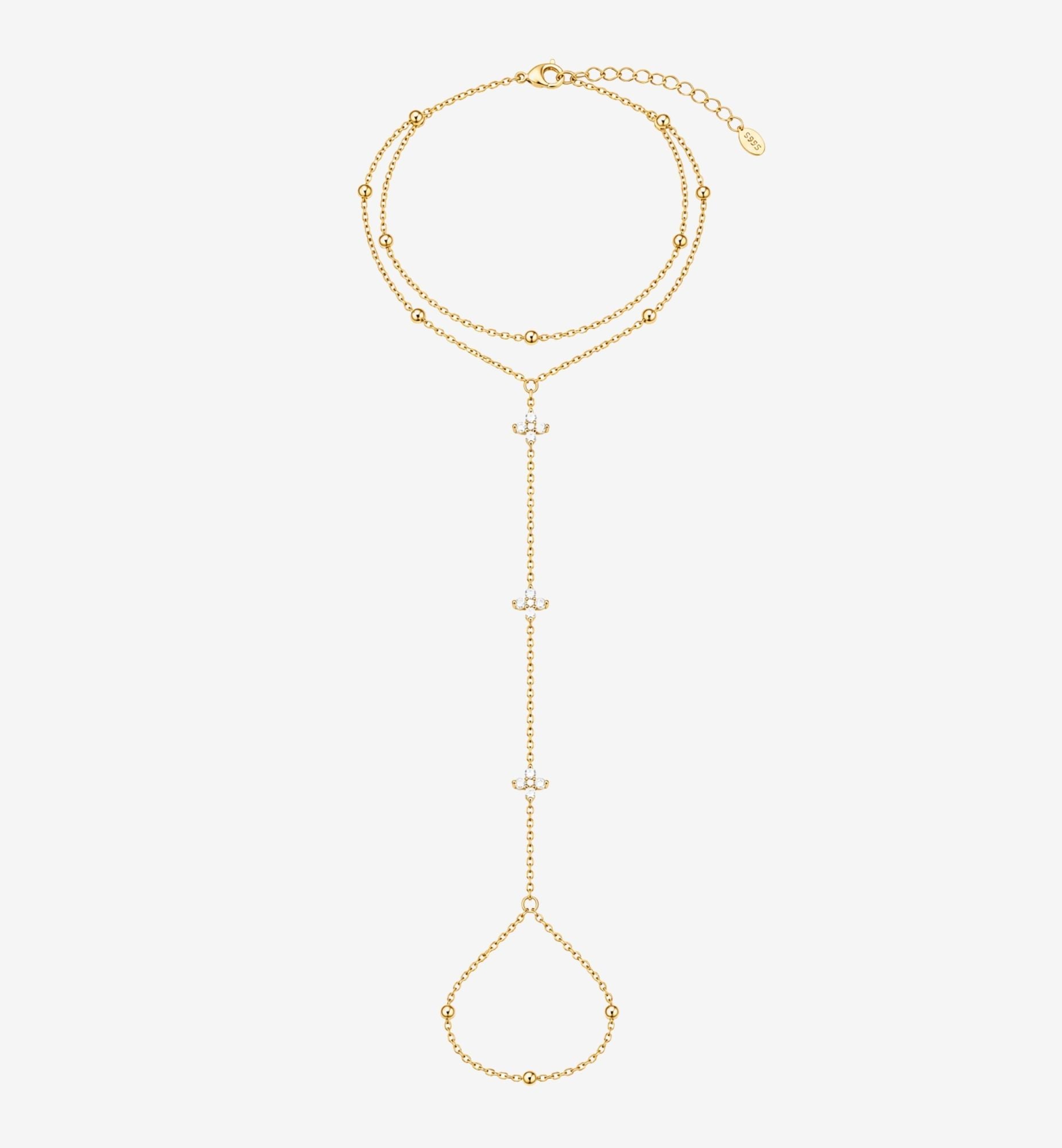 Kinmokusei Gold and Stone Hand Chain