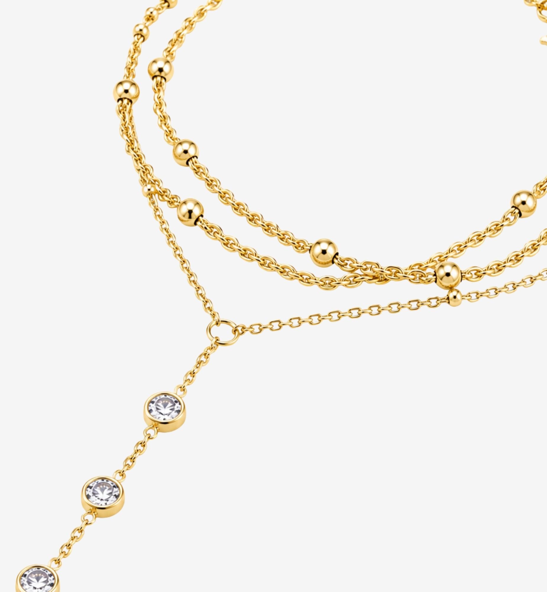 Enso Gold and Stone Hand Chain