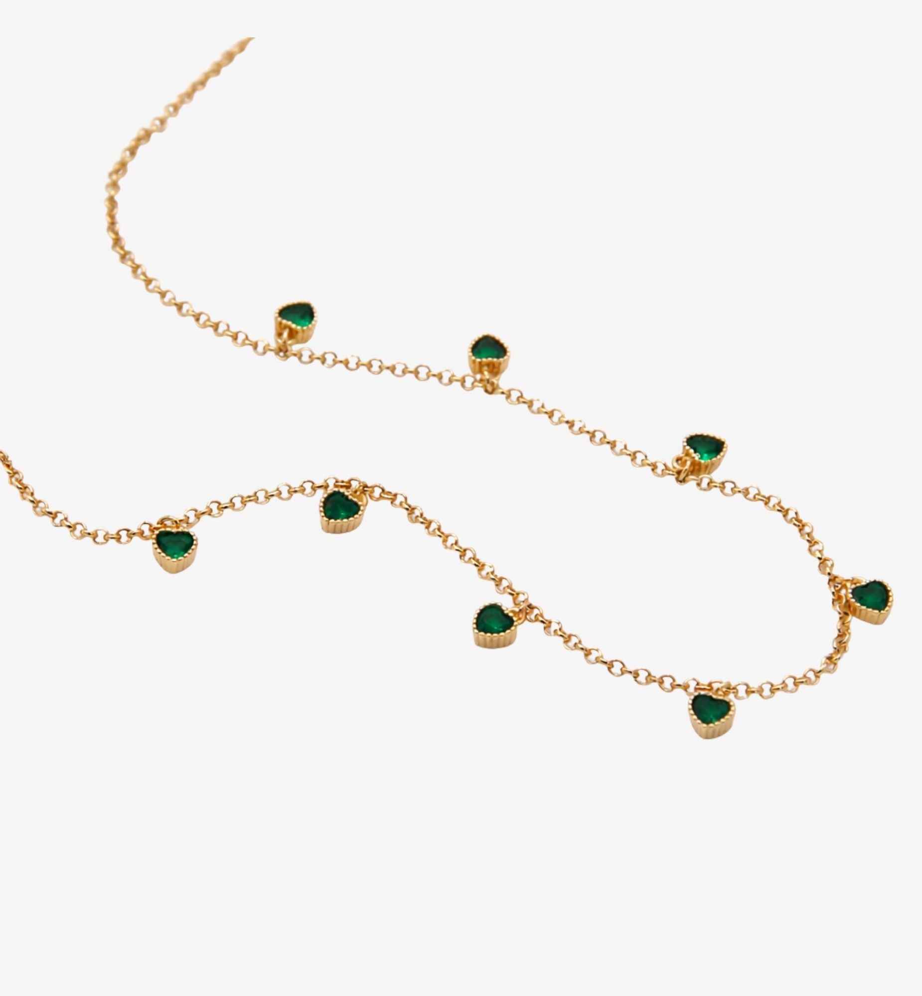 Kokoro Green Heart Gold Necklace