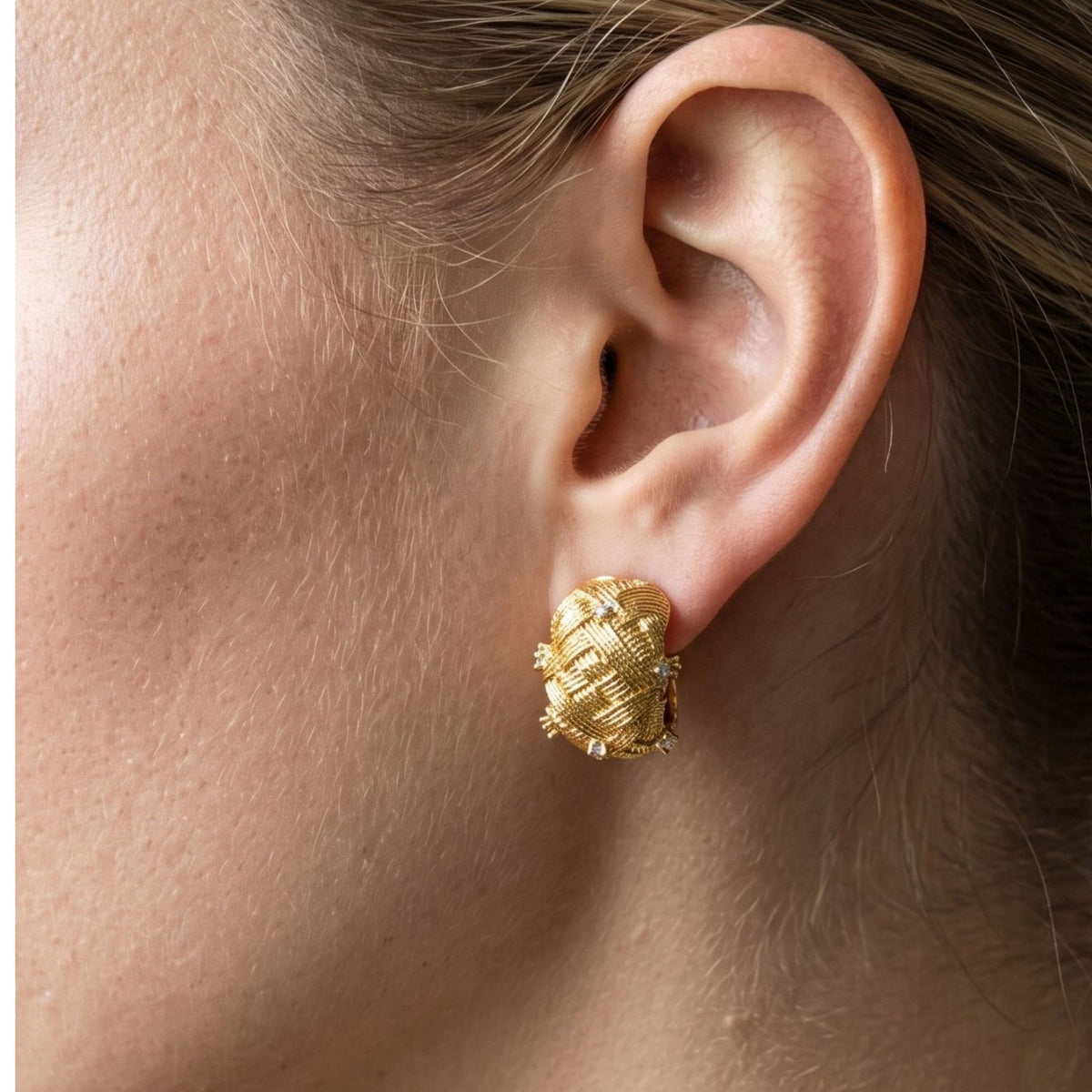 Kin Woven Stone Hoop Earrings