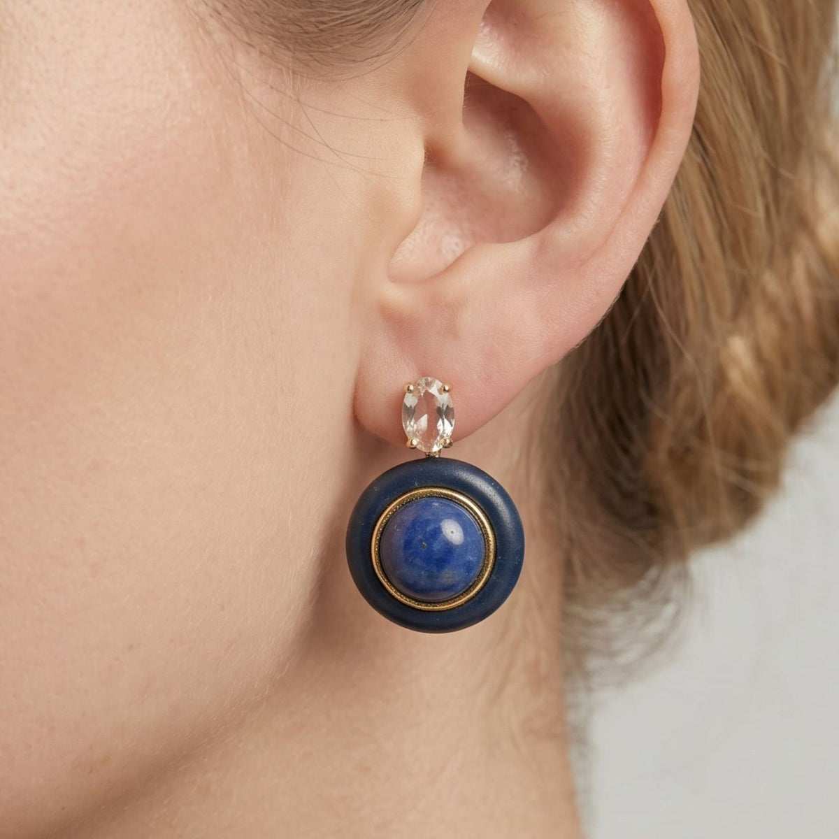 Enso Lapis Lazuli Round Stud Earrings