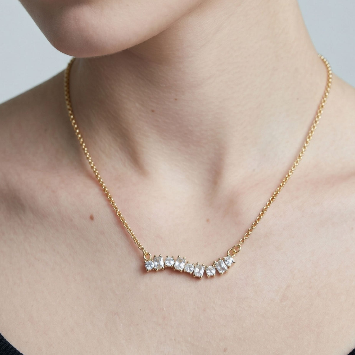 Nami Gold Stone Wave Necklace