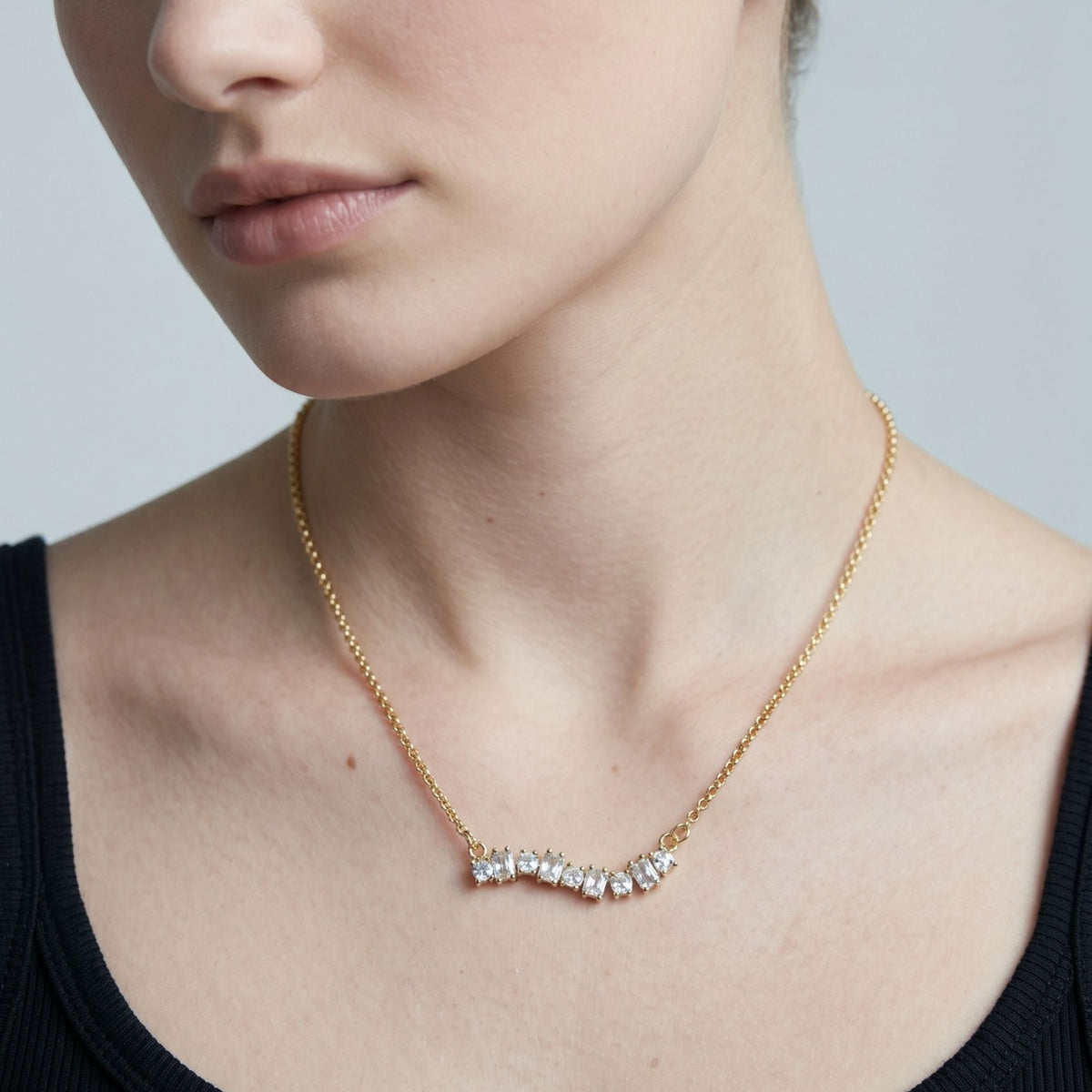 Nami Gold Stone Wave Necklace