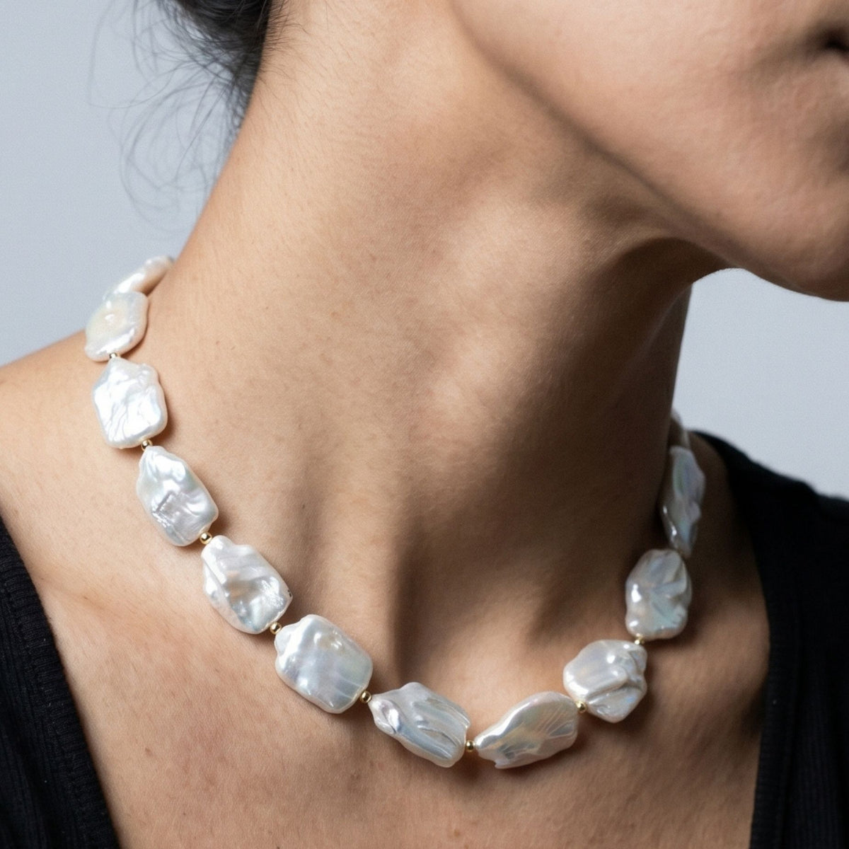 Shinju Gold Baroque Pearl Necklace