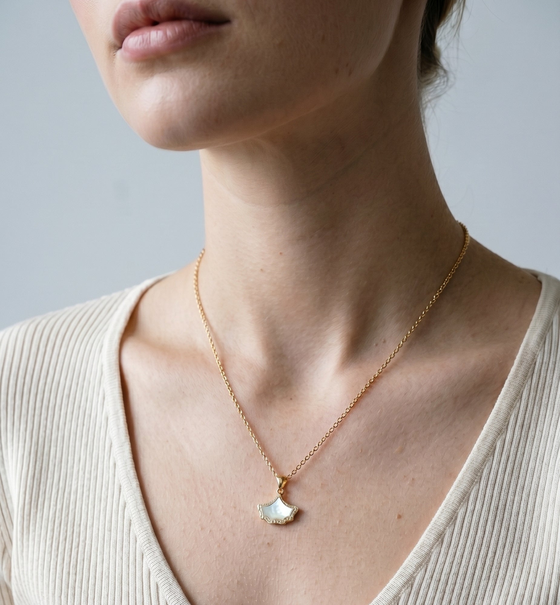 Gingko Gold Shell Earrings + Bangle + Necklace