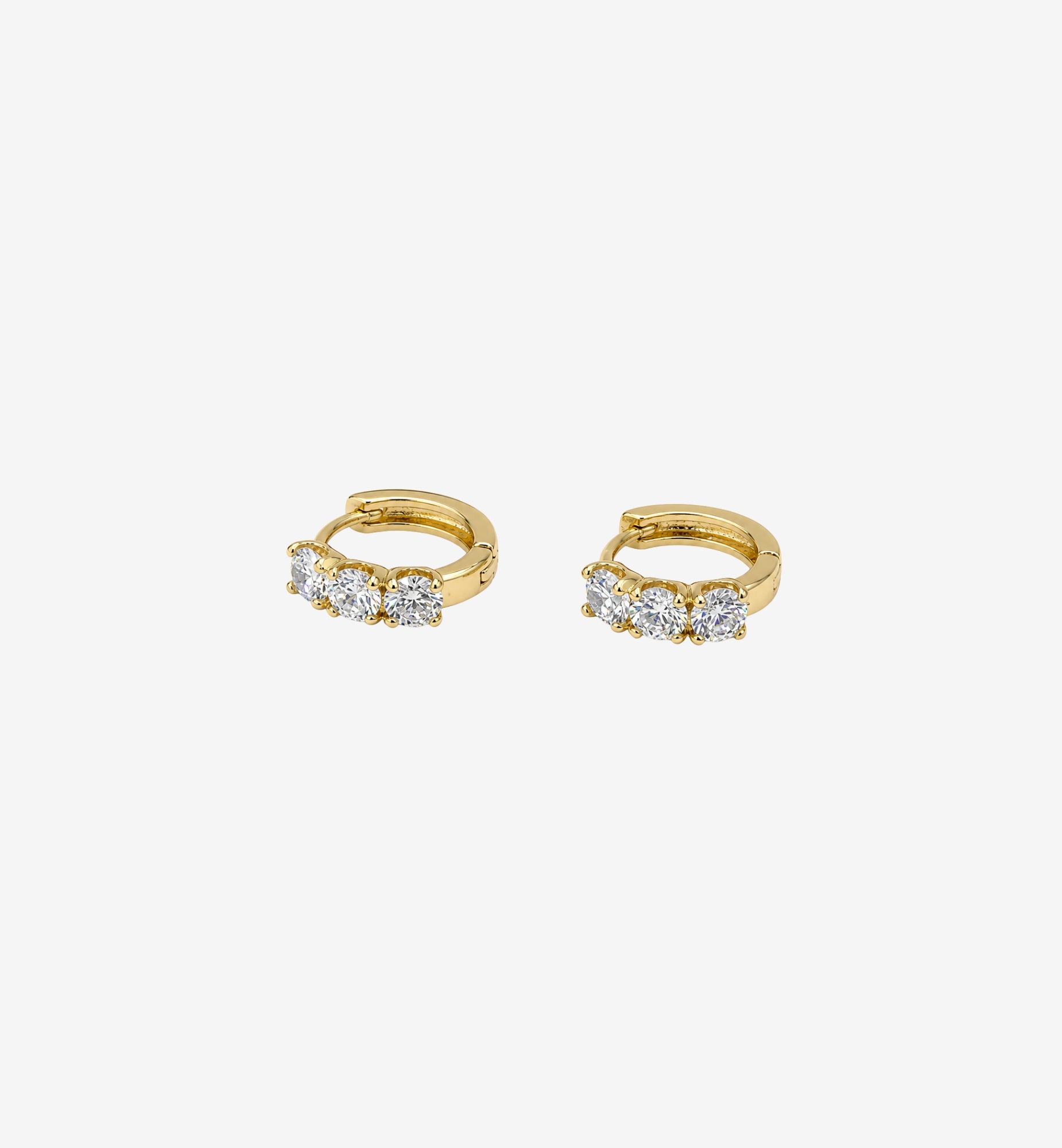 Shikaku 3 Stone Huggie Hoop Earrings