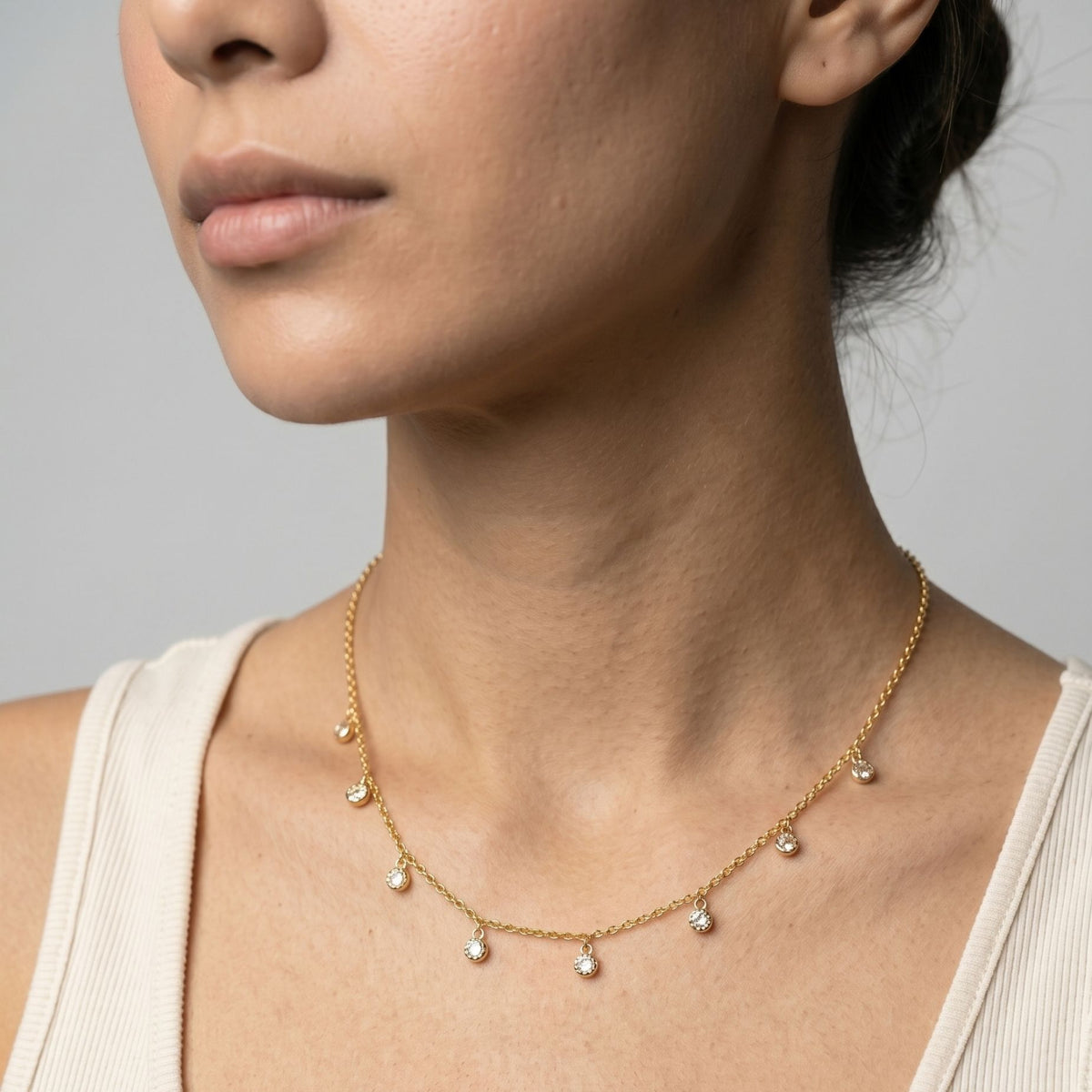 Enso Gold Circle Stone Necklace
