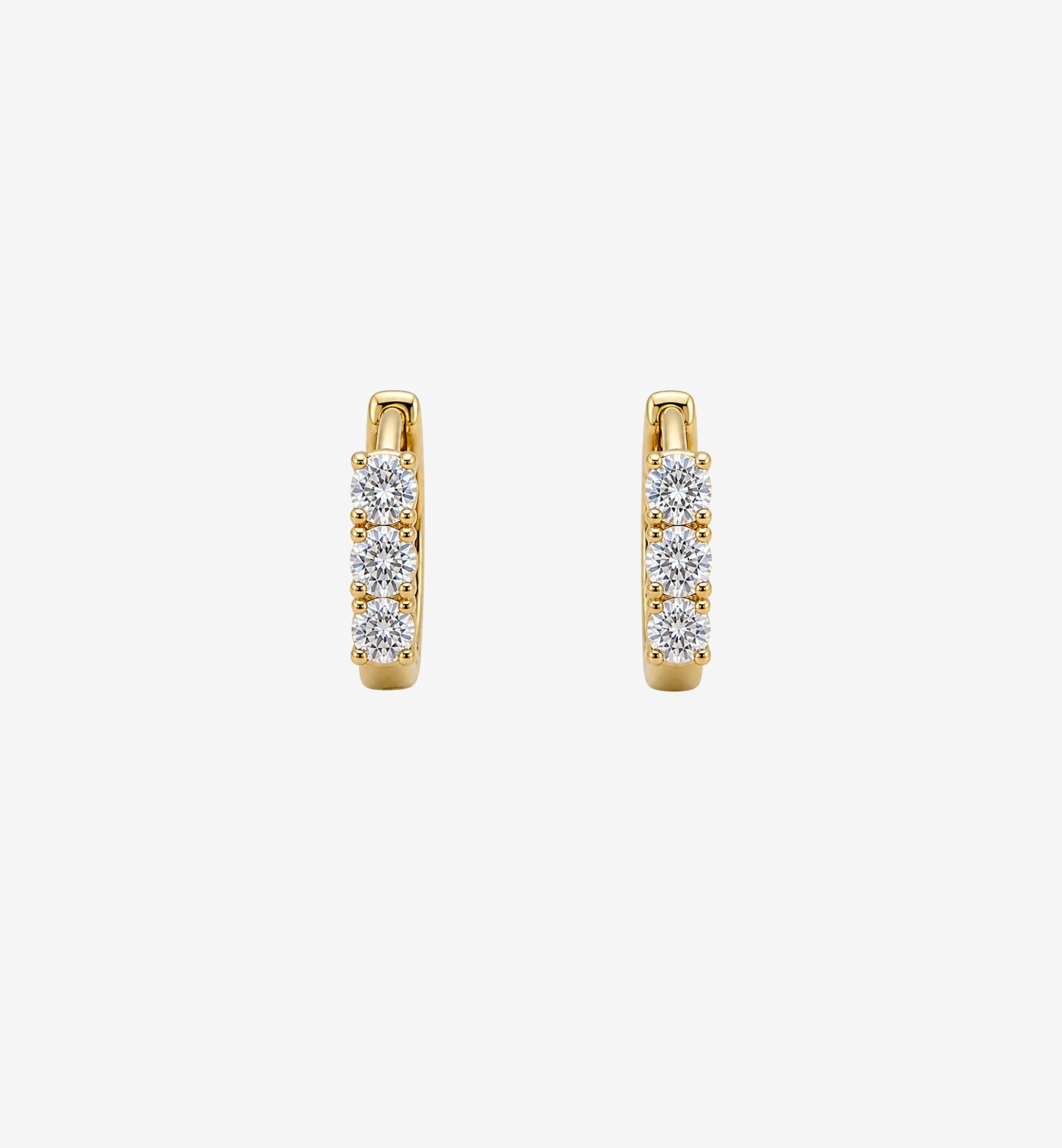 Shikaku 3 Stone Huggie Hoop Earrings