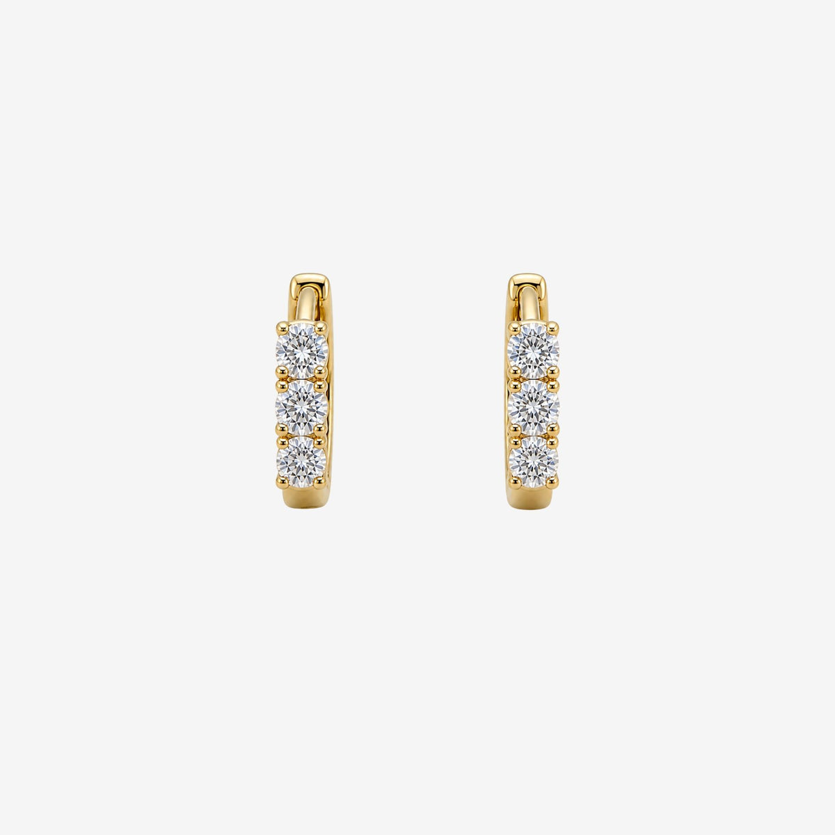 Shikaku 3 Stone Huggie Hoop Earrings