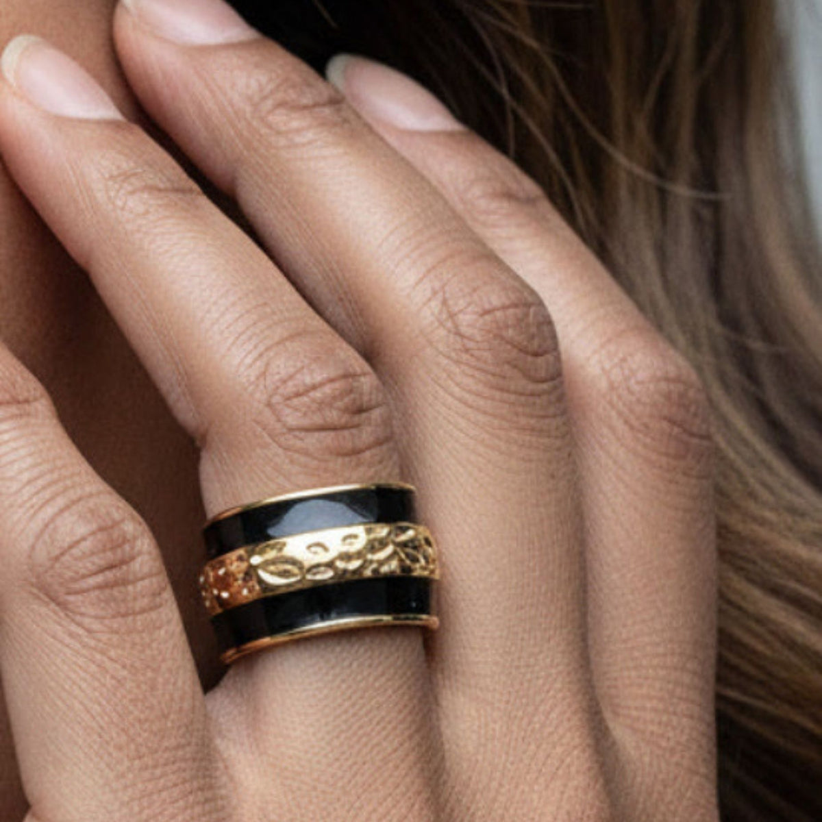 Kin Black and Gold Ring