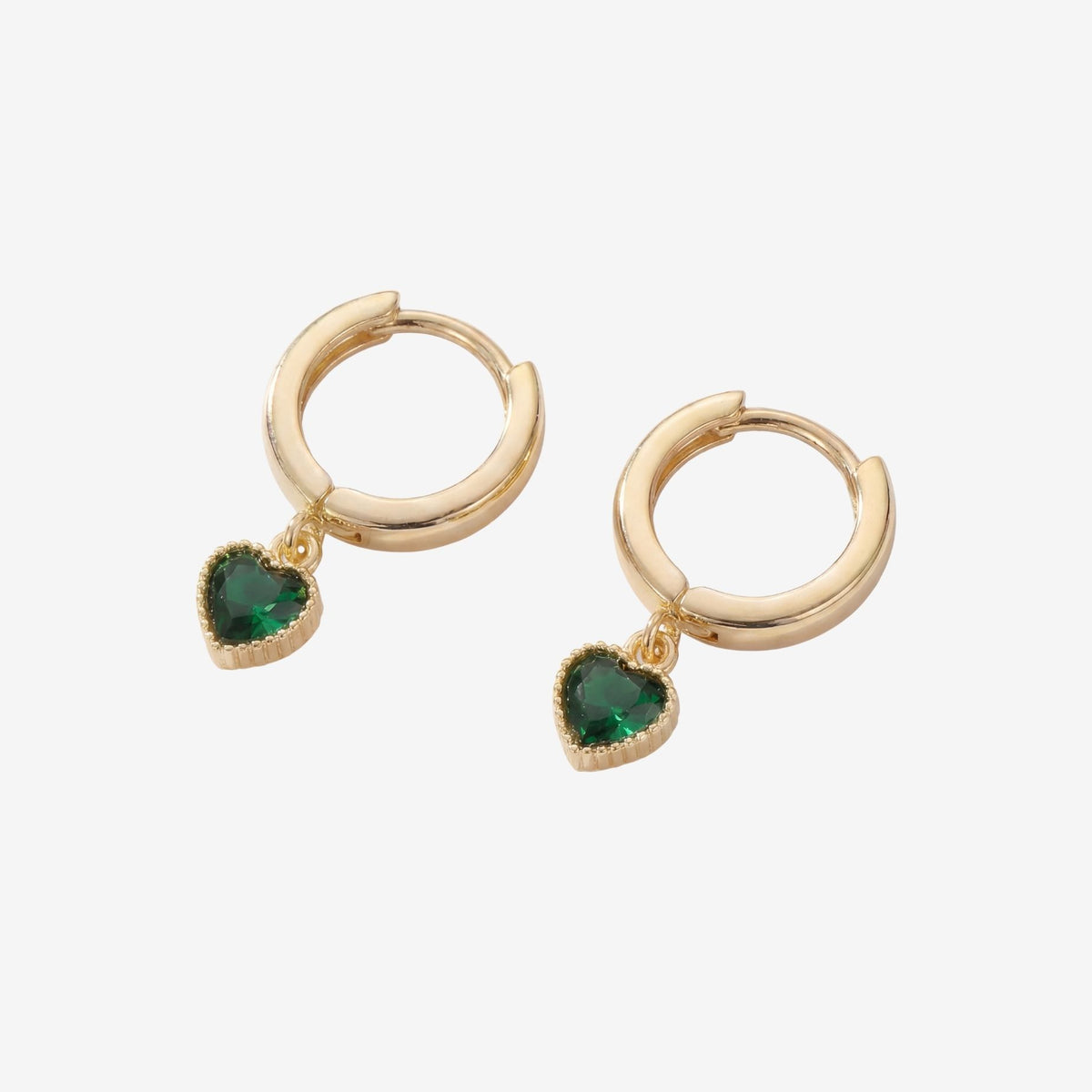 Kokoro Green Heart Hoop Earrings